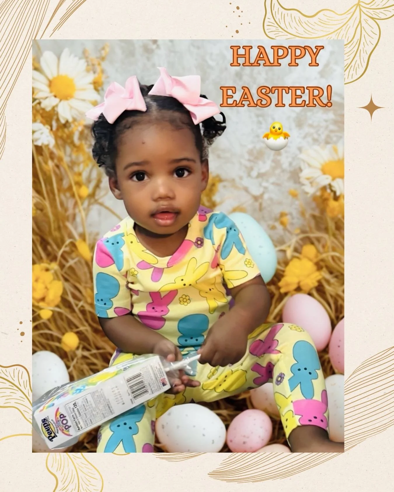 Hello Baby Reina looked so sweet celebrating Easter! 🌸🐣💛