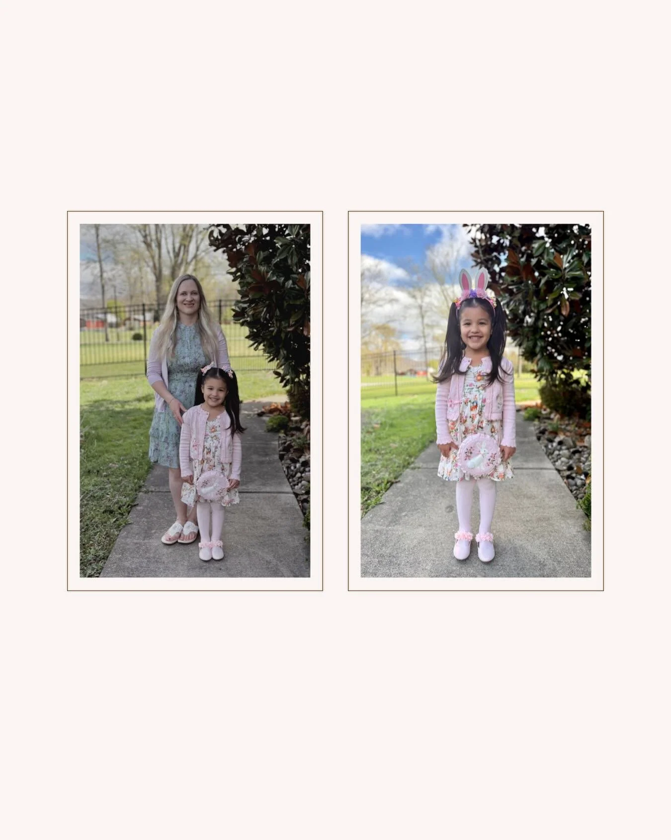 Adorable Kathleen with her mom Amanda on Easter. She&rsquo;s growing up so fast!🐣💐