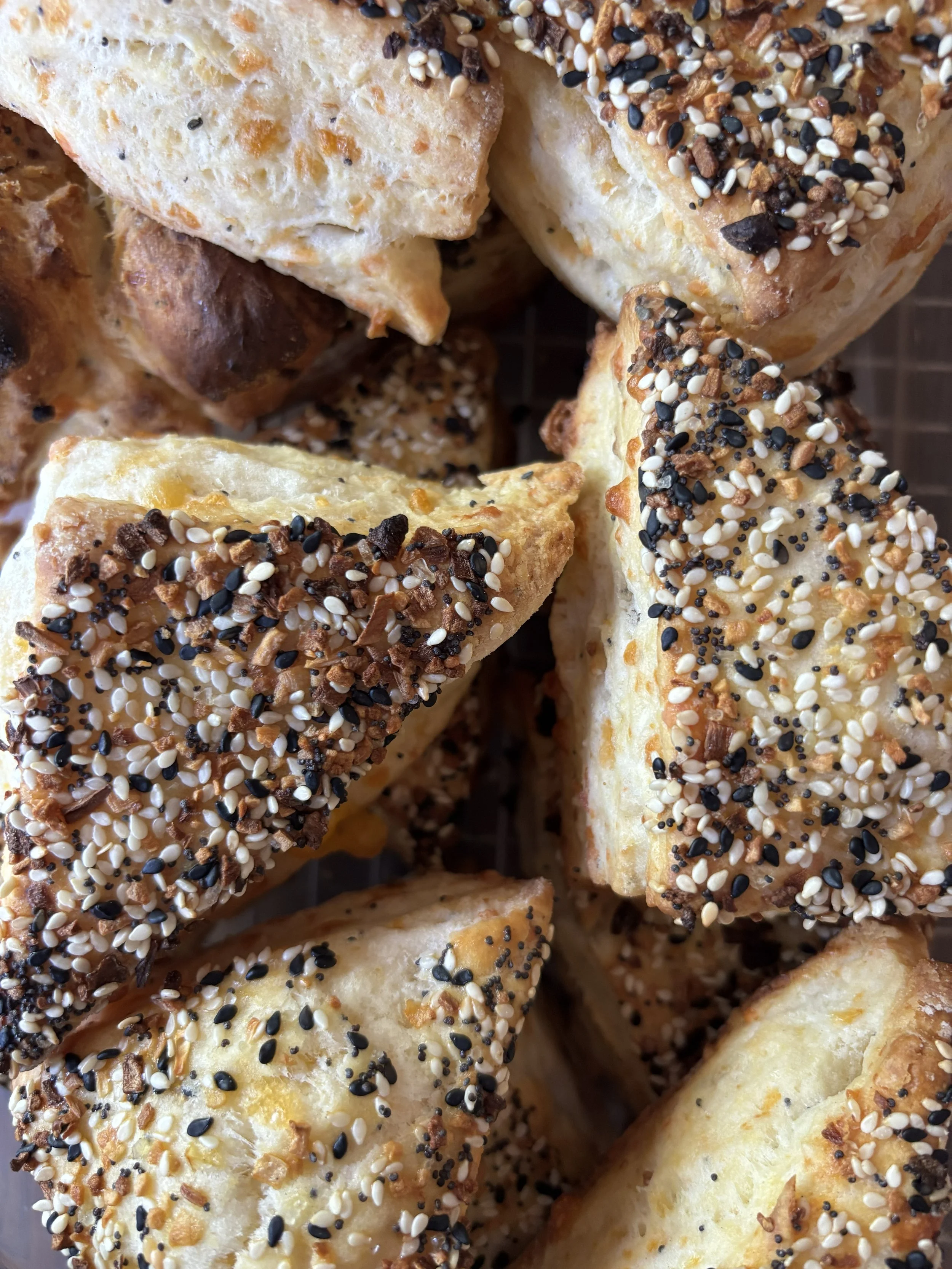 everything cheddar scones