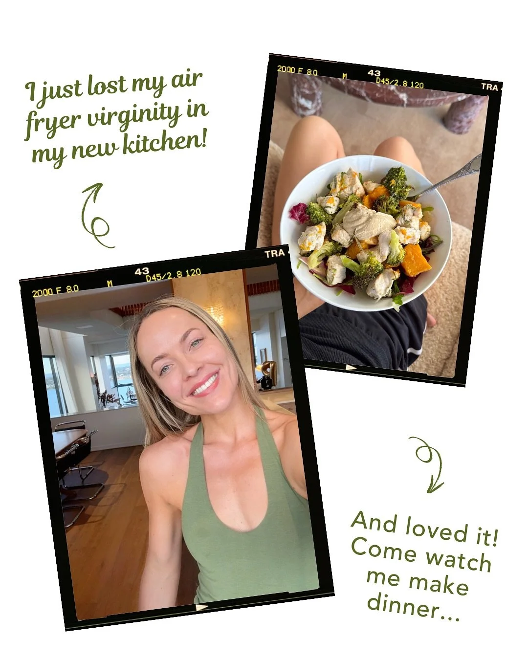 🧑&zwj;🍳 Air Fryer Chicken, Pumpkin and Broccoli Bowl 🧑&zwj;🍳  (Serves 2 &amp; roughly 550 calories and 50 g protein per serve &ndash; super filling and perfect for leftovers!)

🍗 Ingredients:  &ndash; Approx. 500 g butternut pumpkin, cut into sm