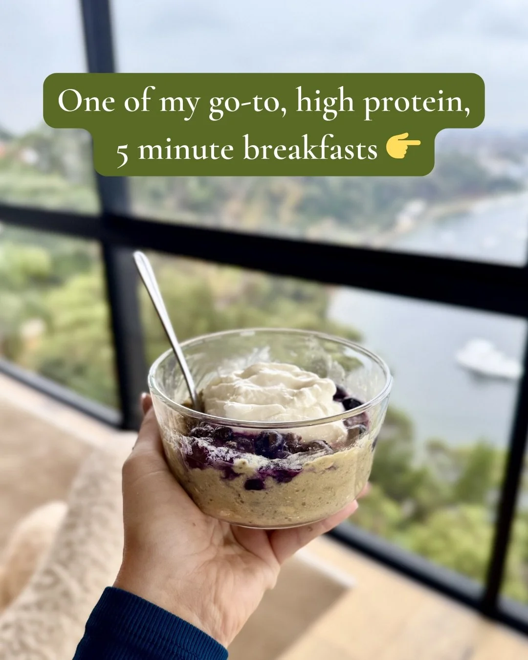 This high protein, high fibre porridge is seriously so good guys&hellip;

I enjoy it so often after I get back from my mid-morning weights session at the gym, before my second block of work for the day. 😌  Because it&rsquo;s high in protein, fibre A