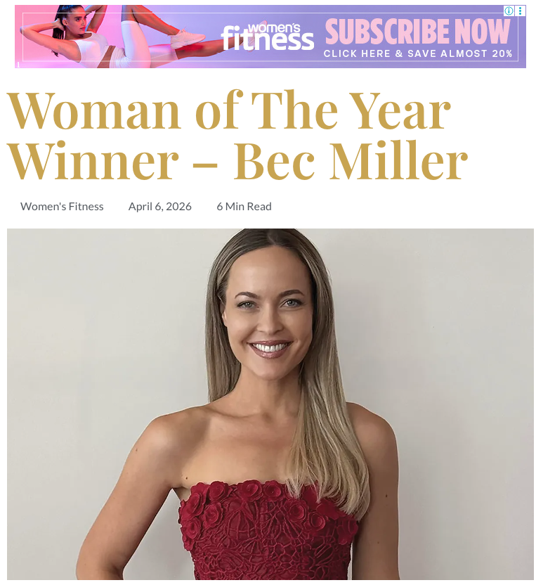 Bec Miller, Woman of the Year