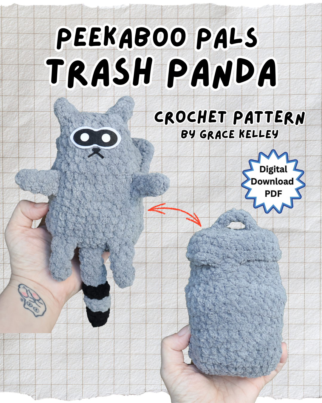 Peekaboo Pals Trash Panda Crochet Pattern digital download pdf