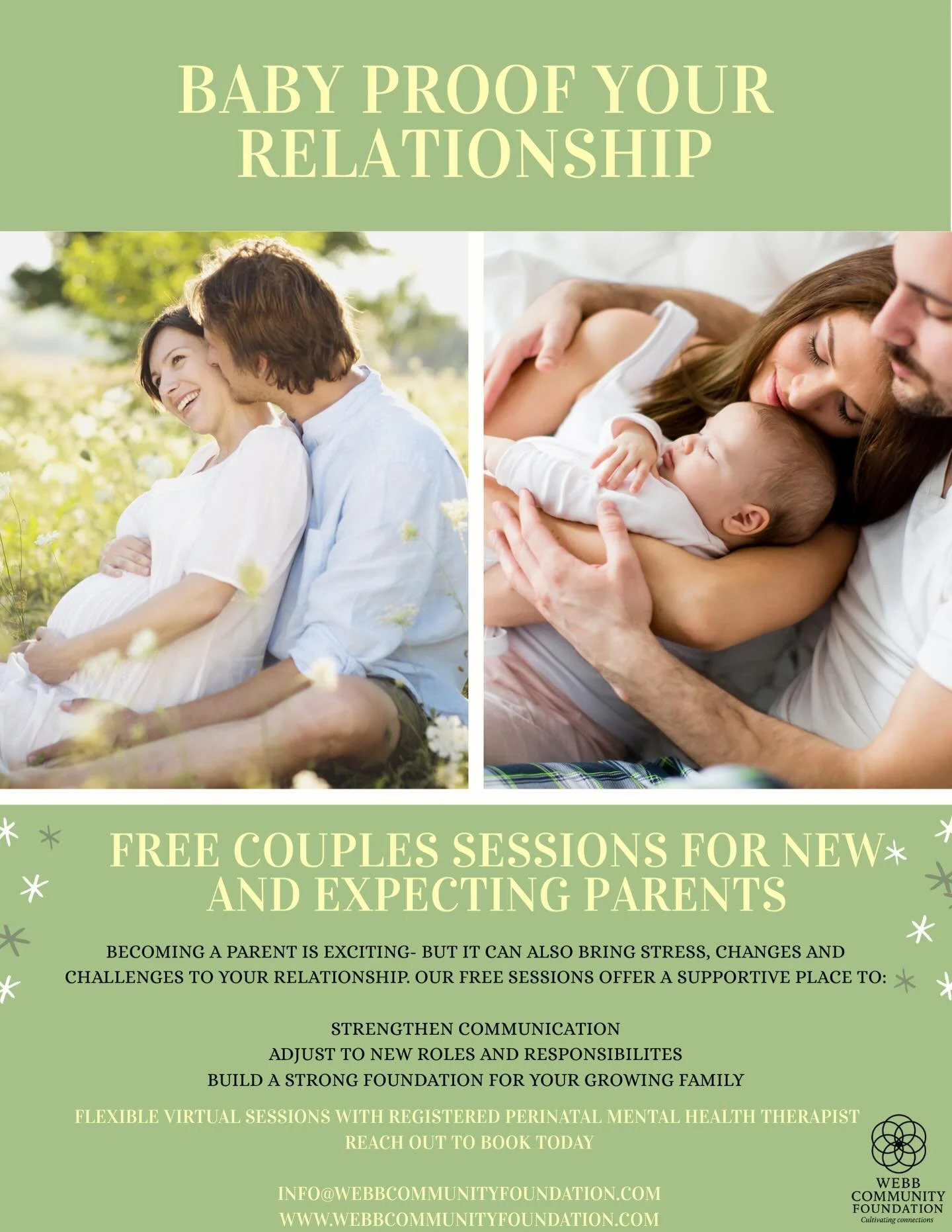 Some upcoming free and online support resources for both pre and post natal parents - check them out and contact @webbcommunityfoundation to plug in!