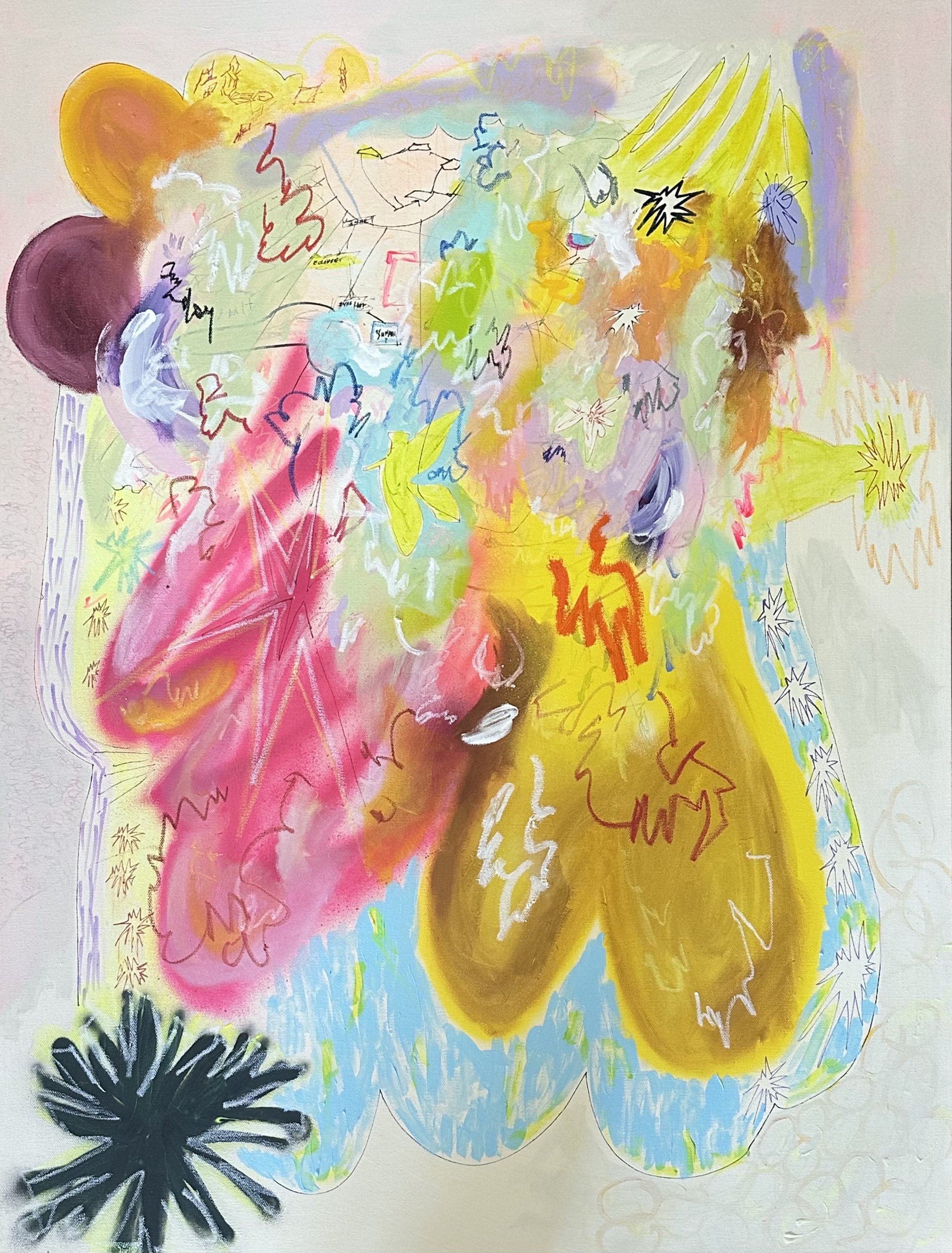 "Kooka Doodle Doo" Acrylic, Spray Paint, Ink, Graphite, Spray Paint, Oil Stick, Oil Pastel on Canvas 30" x 40"