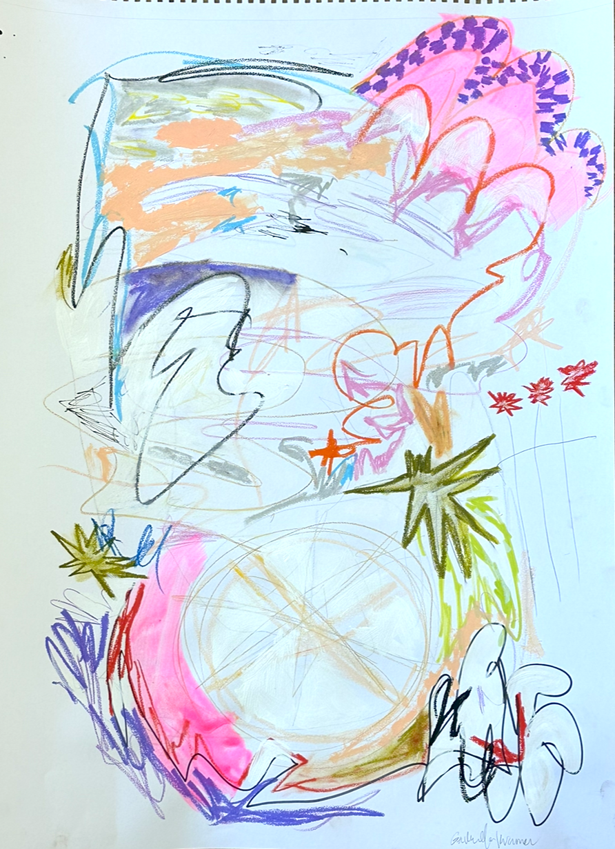 /sold/ "Untitled", Spray Paint, Oil Pastel, Acrylic, Ink, Graphite on Paper, 18" x 24"