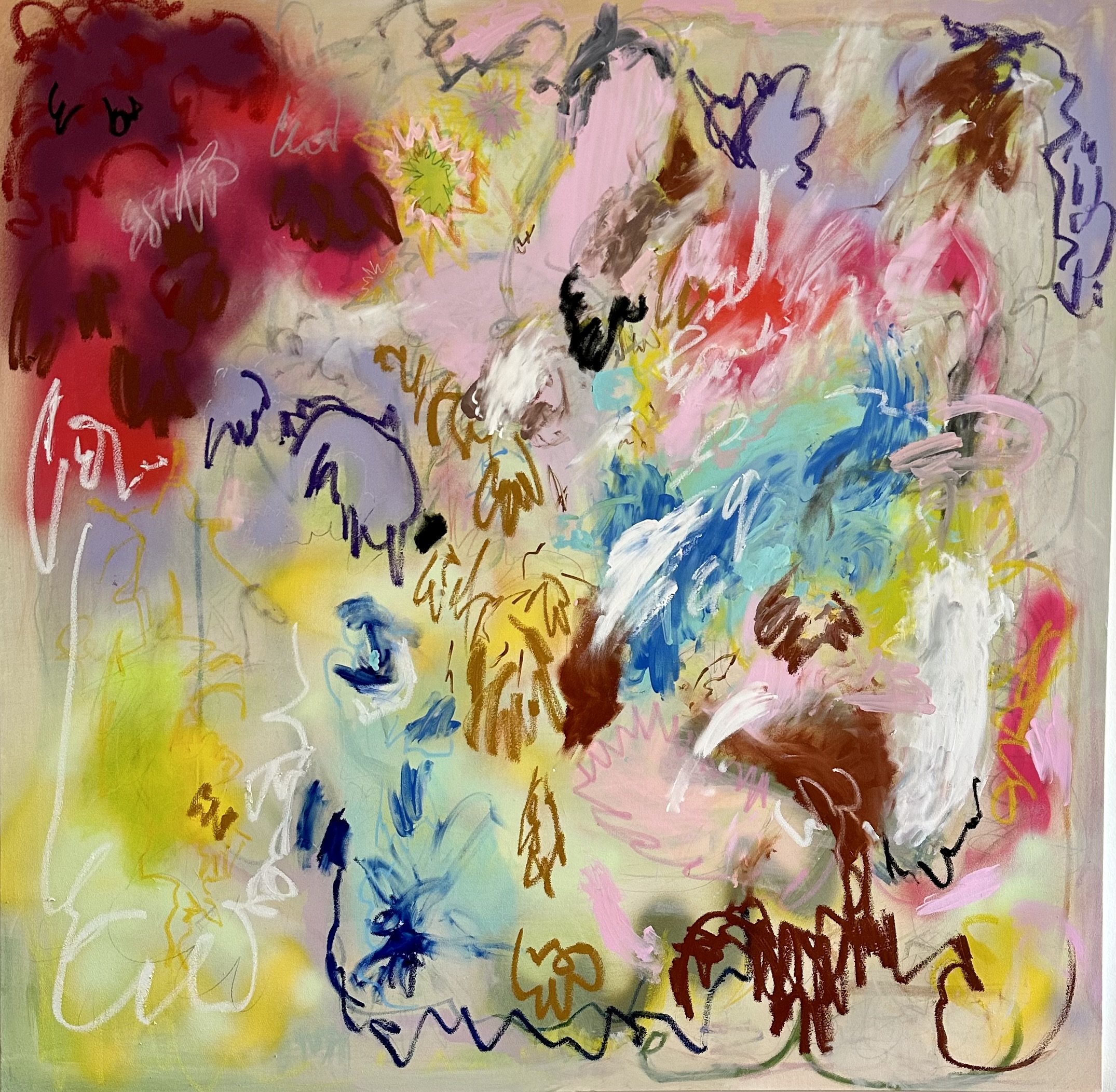 "Modern Day Alchemist"
Acrylic, Spray Paint, Oil Pastel, Ink, Oil Stick, Graphite on Canvas
48" x 48"