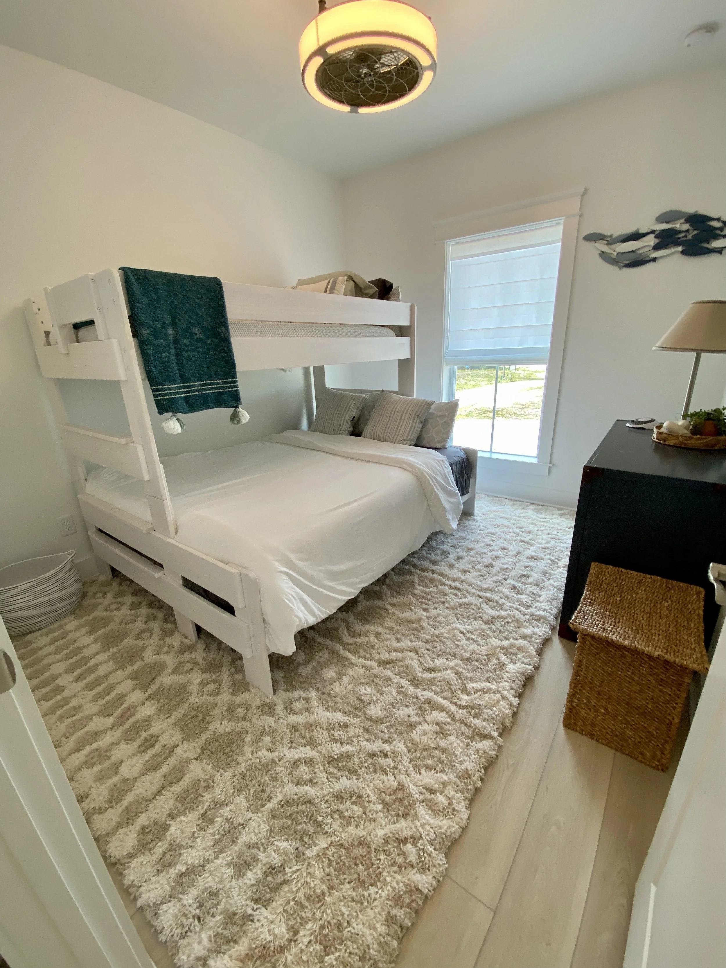Upstairs Queen + Twin bunk bedroom