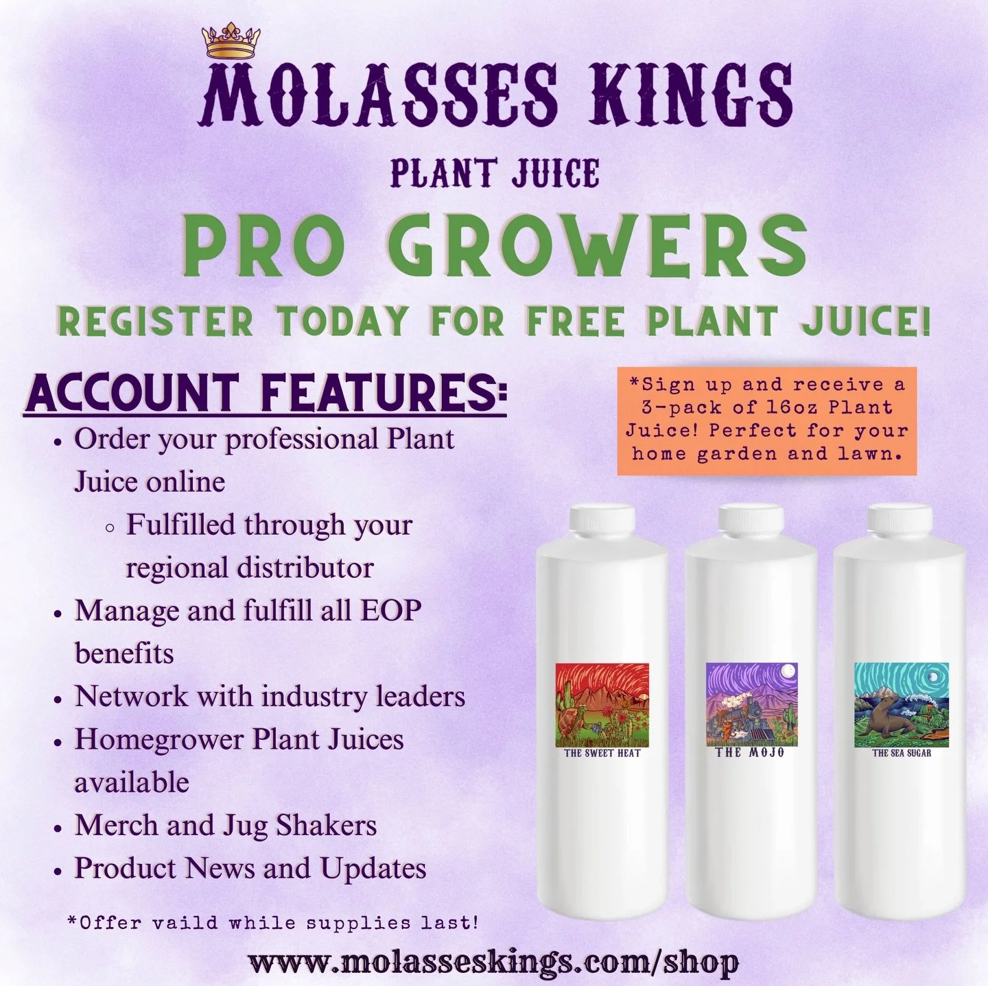 Have you signed up for your Pro Grower account on molasseskings.com yet? It&rsquo;s quick and easy.