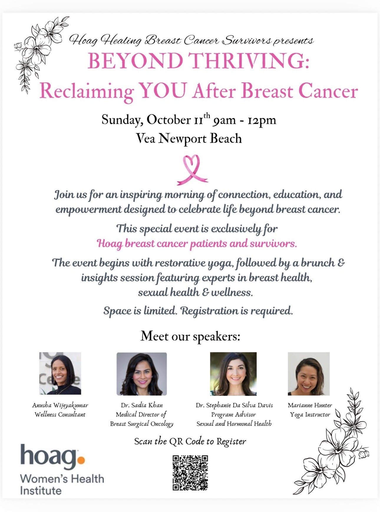 You have been so strong. Now, you have permission to rest. 🌸

On Sunday, October 11, I'm honored to guide the opening gentle yoga practice at Beyond Thriving: Reclaiming YOU After Breast Cancer, presented by Hoag Healing Breast Cancer Survivors at V