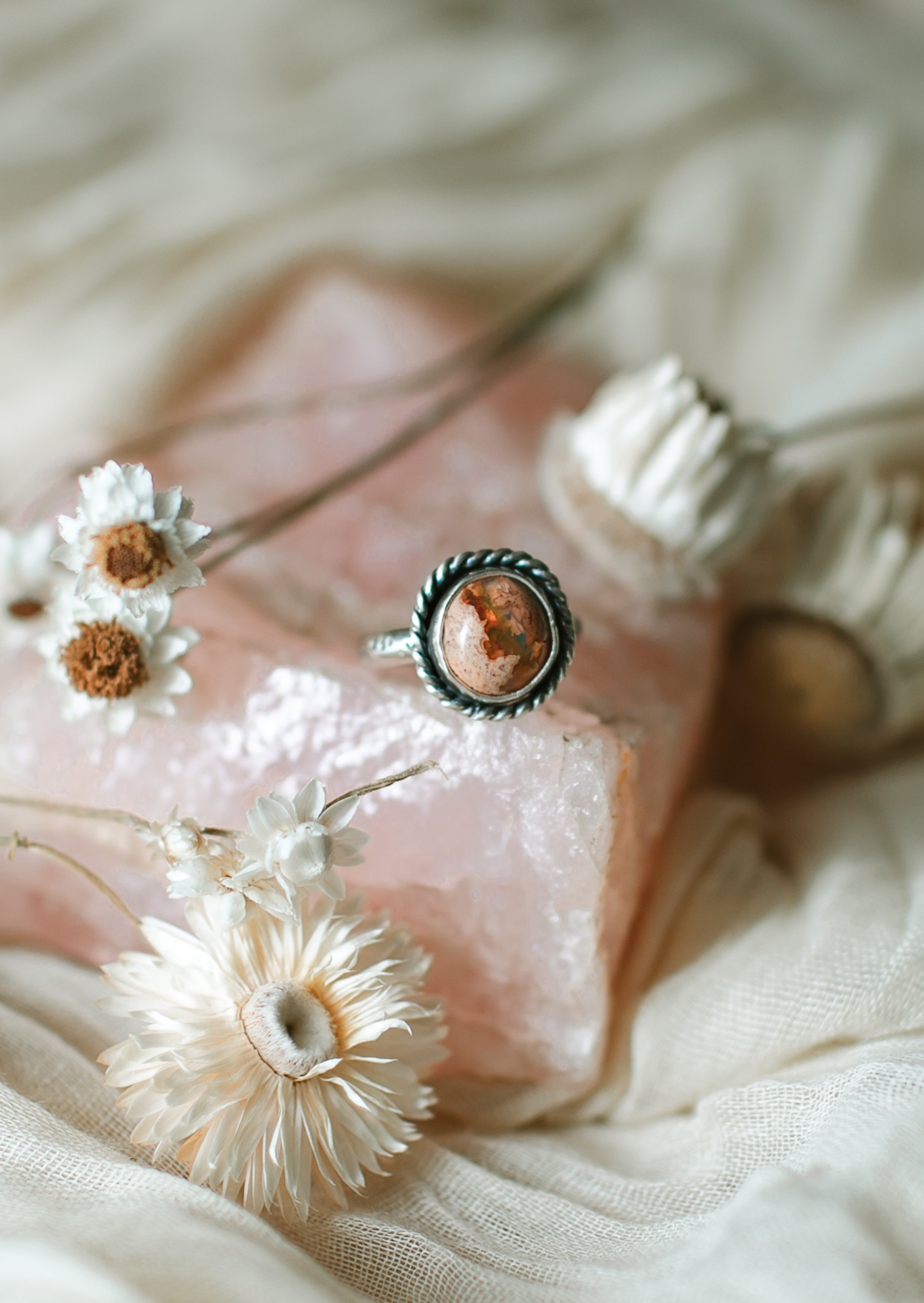 Small Fire Opal Ring