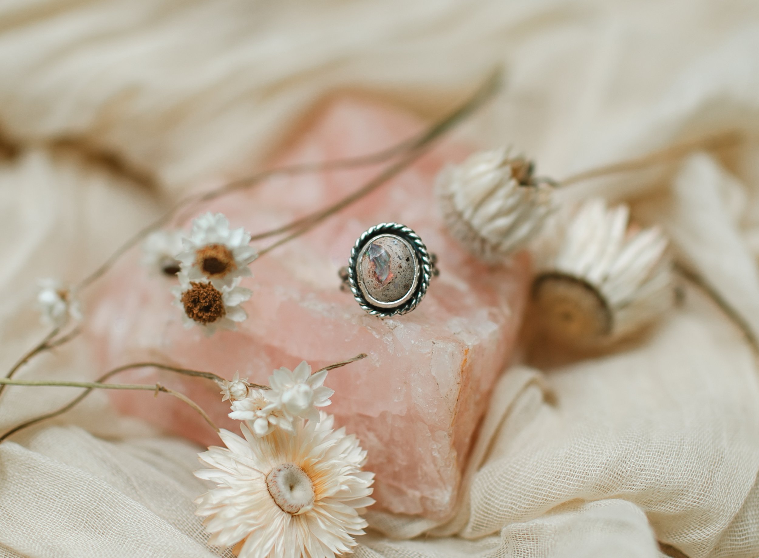 Grey Fire Opal Ring