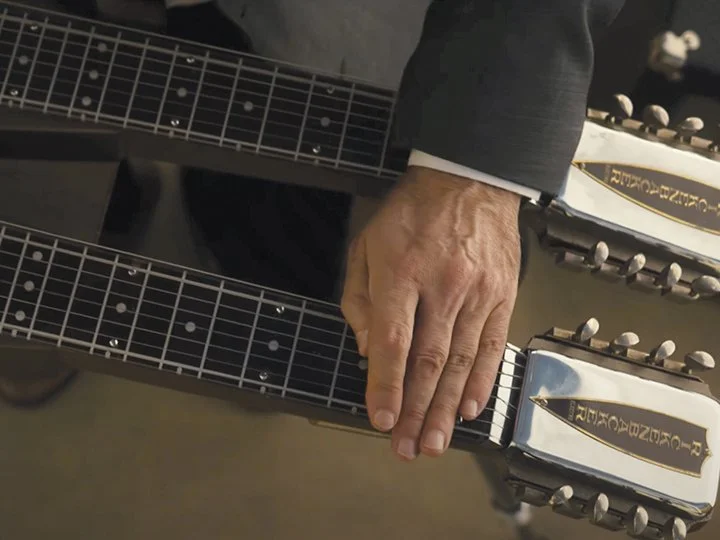 steel guitar at blue ridge mountains wedding