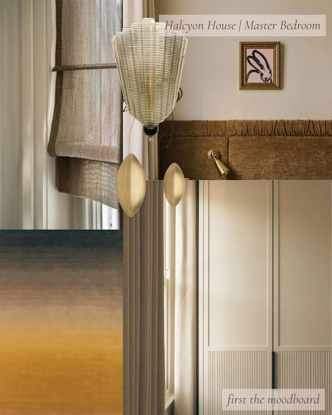 ✨ Halcyon House | Master Bedroom

This colorful and rich project is a fun one...

A compact space reimagined with calm sophistication. The crafted bedhead, upholstered in crinkled and crushed velvet, sits against a textural drapery that not only conc