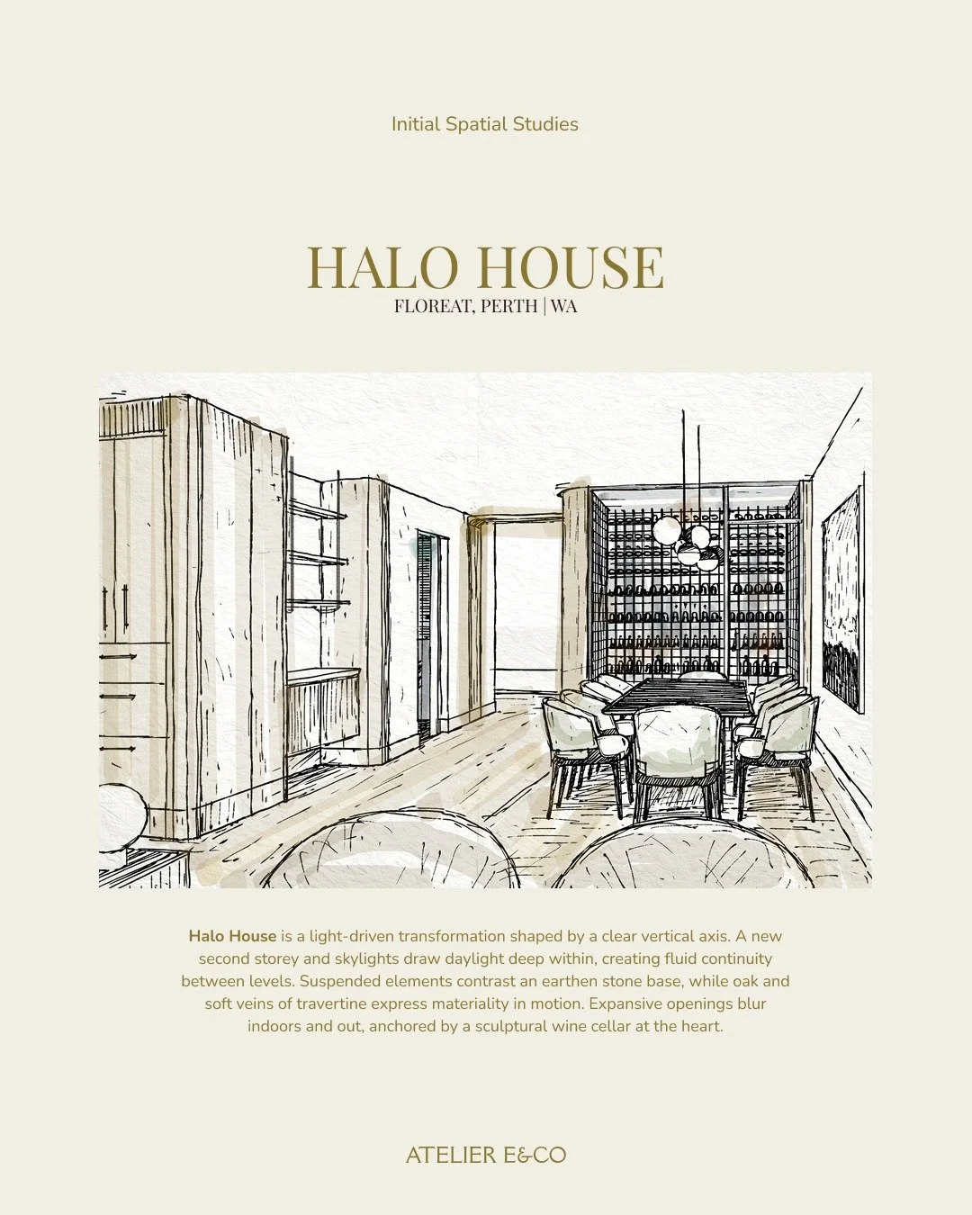 Halo House | Initial Spatial Studies

Shaping the narrative through light.

A new second storey and a series of skylights establish a strong vertical axis, drawing daylight deep into the home and creating fluid continuity between levels. Suspended el