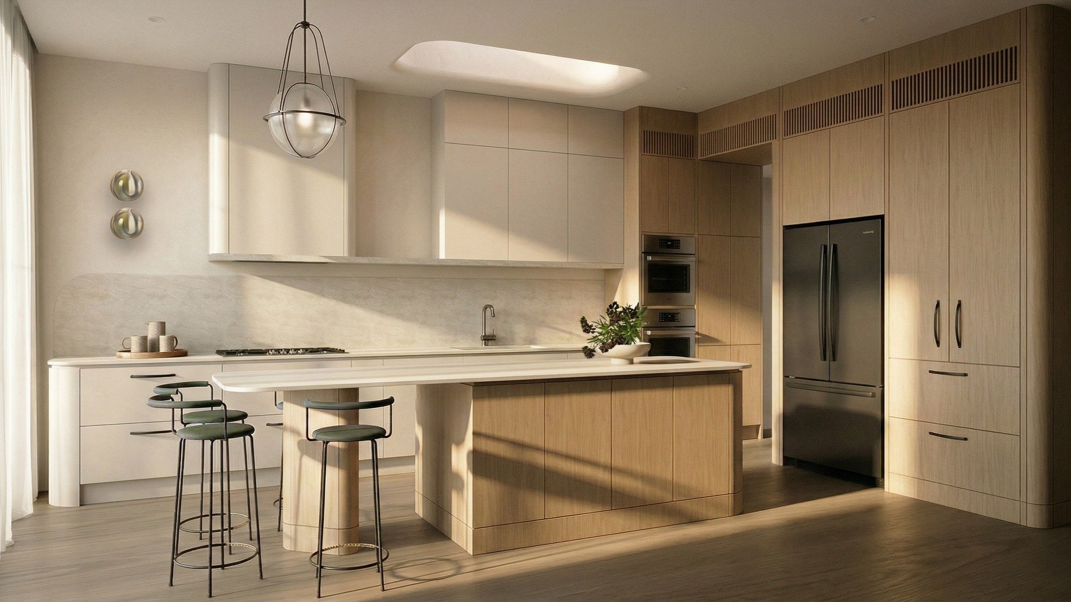 Halo House | Floreat

A home shaped by light, anchored by calm.

This project explores a vertical dialogue between softness and structure, where natural light is drawn deep into the plan and each material is selected to respond to it. Stone grounds t