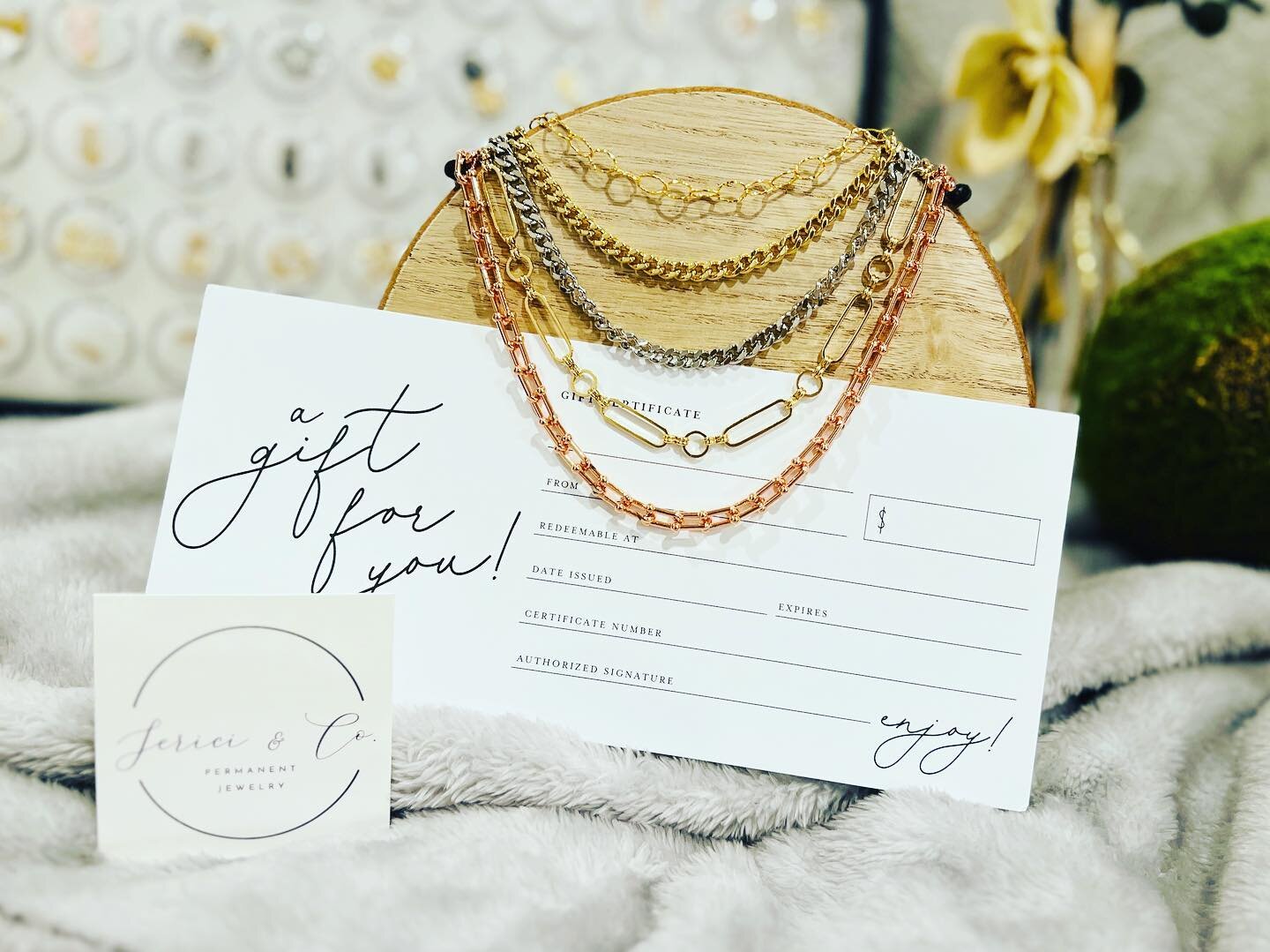 Still searching for a Mothers Day Gift? I GOT YOU! GIFT CERTIFICATES ARE ALWAYS AVAILABLE! They are available in ANY denomination you&rsquo;d like and can be used towards Permanent Jewelry or a Chinky Knit Blanket (yes, I make those too-but they only
