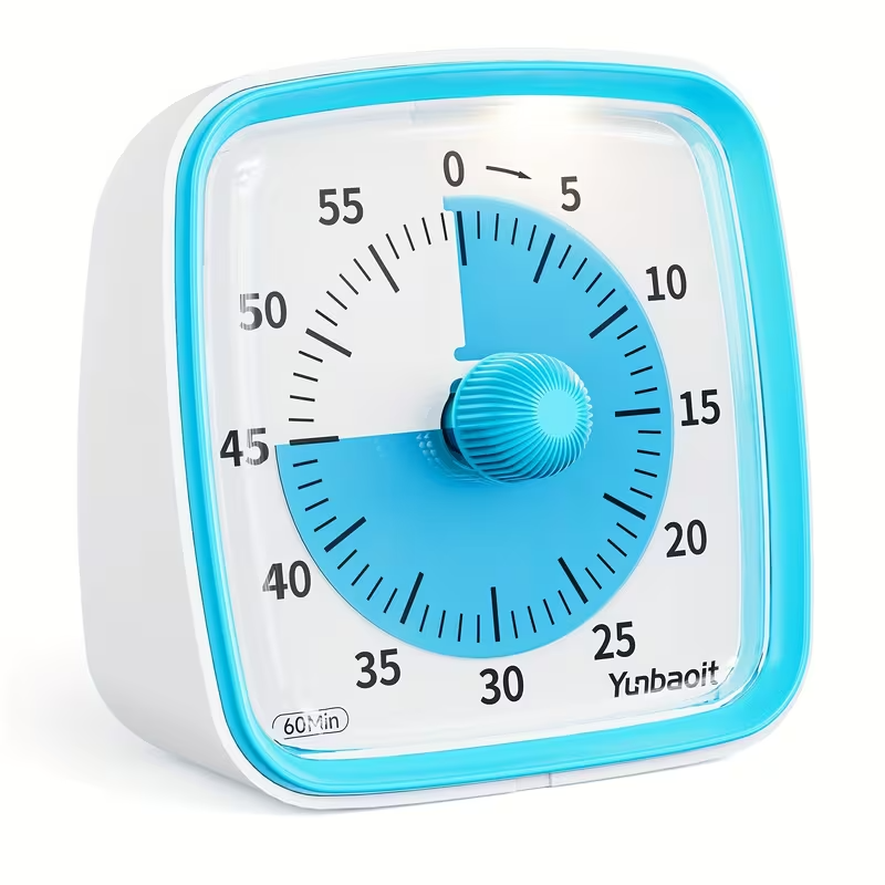 Blue time timer to visually track minutes