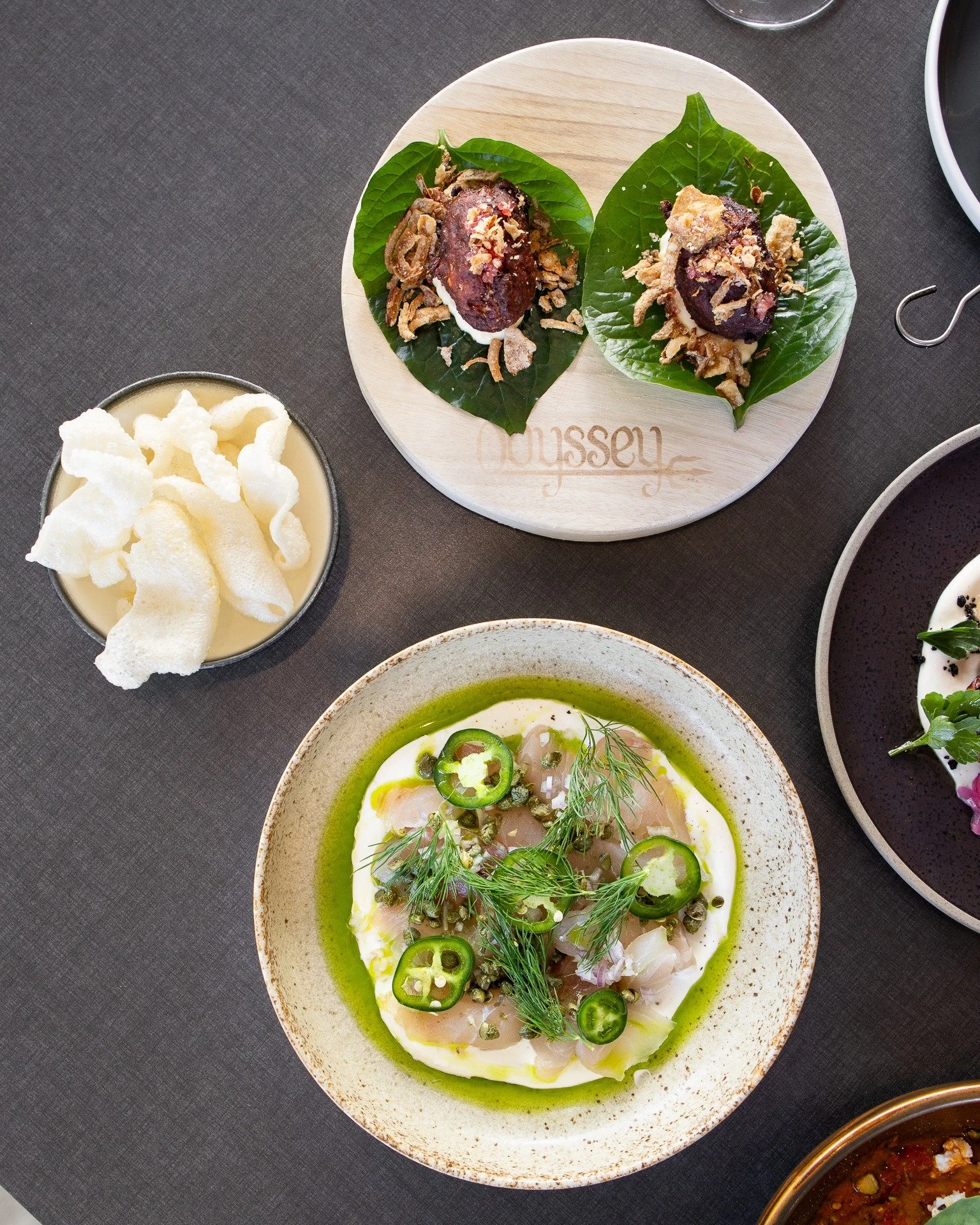 Delicate, fresh and full of zing ✨
Our local fish crudo, paired with soured cream, jalape&ntilde;o, capers &amp; herb oil with rice crackers for that extra crunch &mdash; bright, balanced and the perfect way to start your experience.