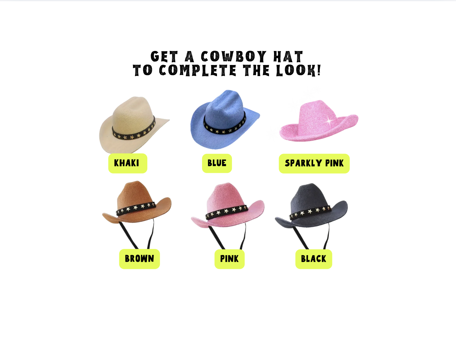 Small colorful cowboy hat for dogs in brown, pink, black, tan and blue
