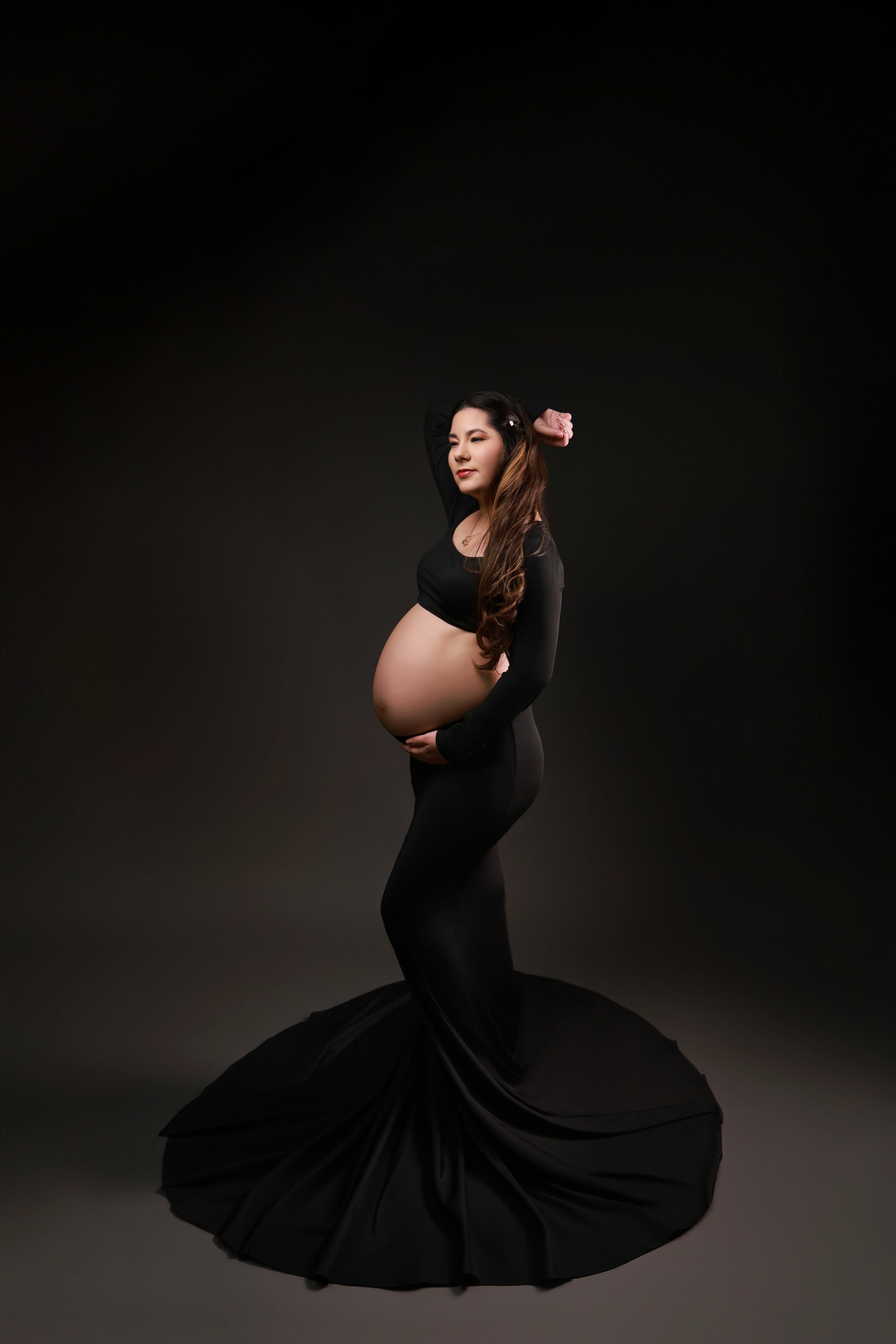 dfw elegant maternity photoshoot in black gown