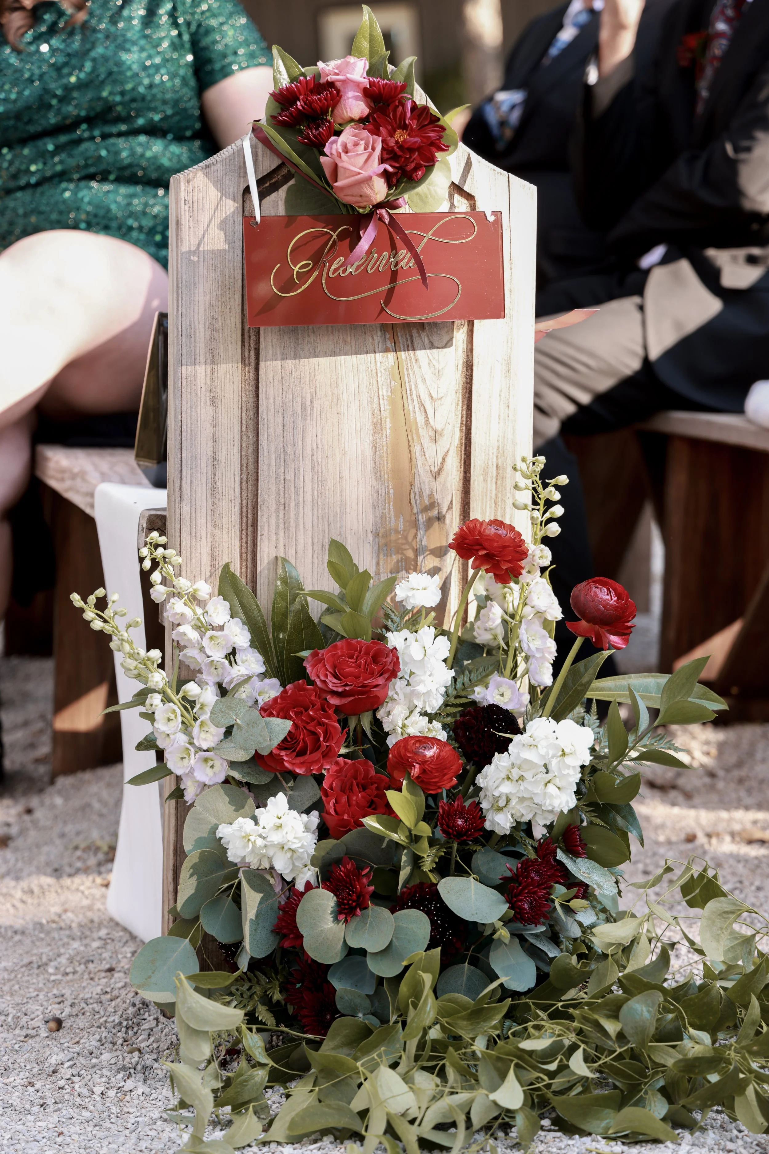 bench reserved for brides family