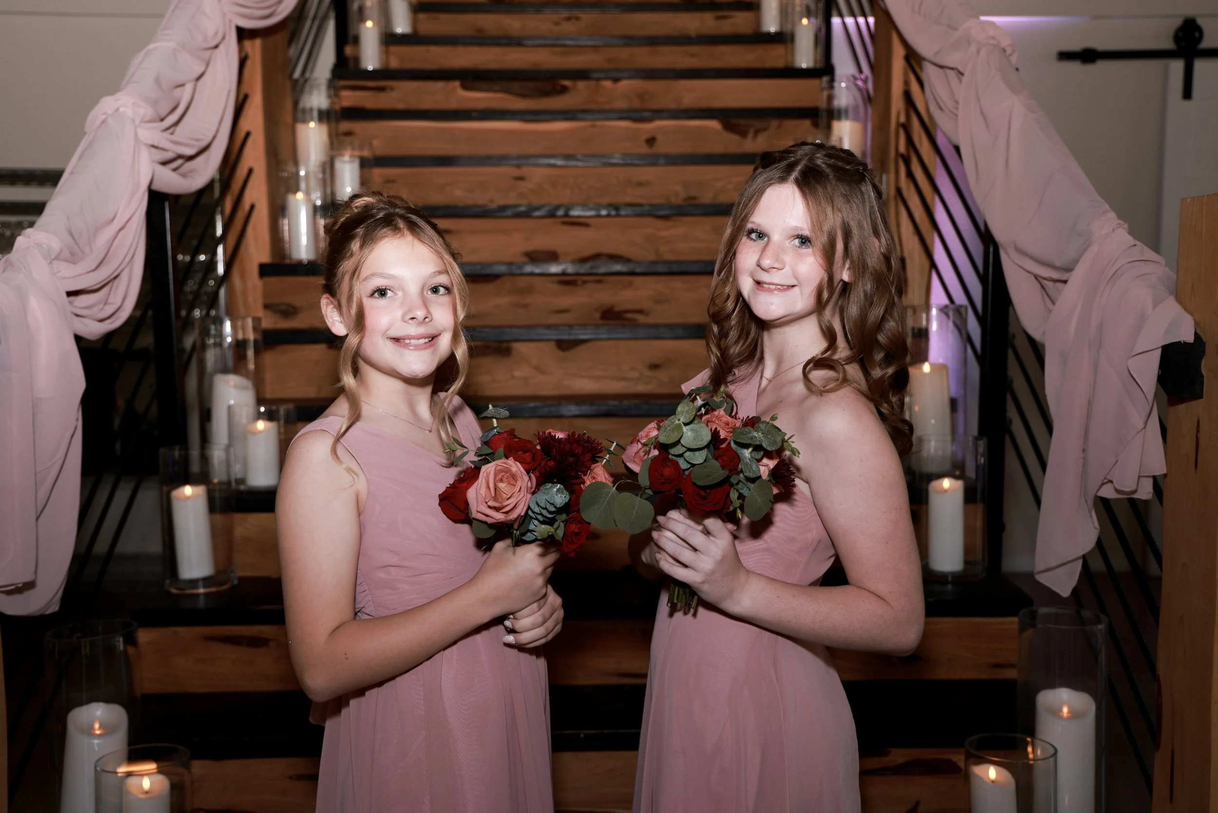 flower girls getting ready for their entrance in Dallas Texas