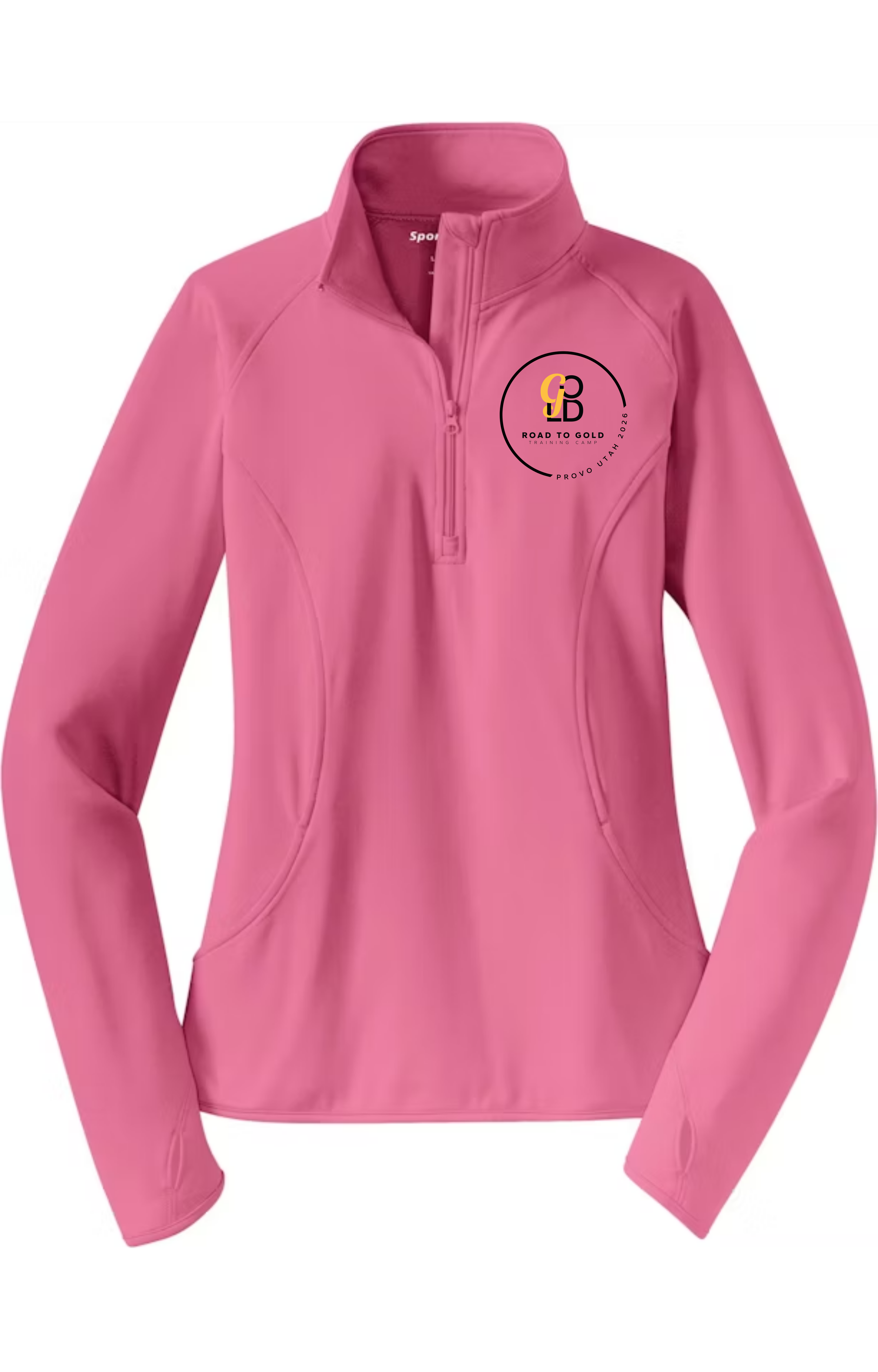 R2G Provo Ladies Qtr Zip Jacket Pink Front.png