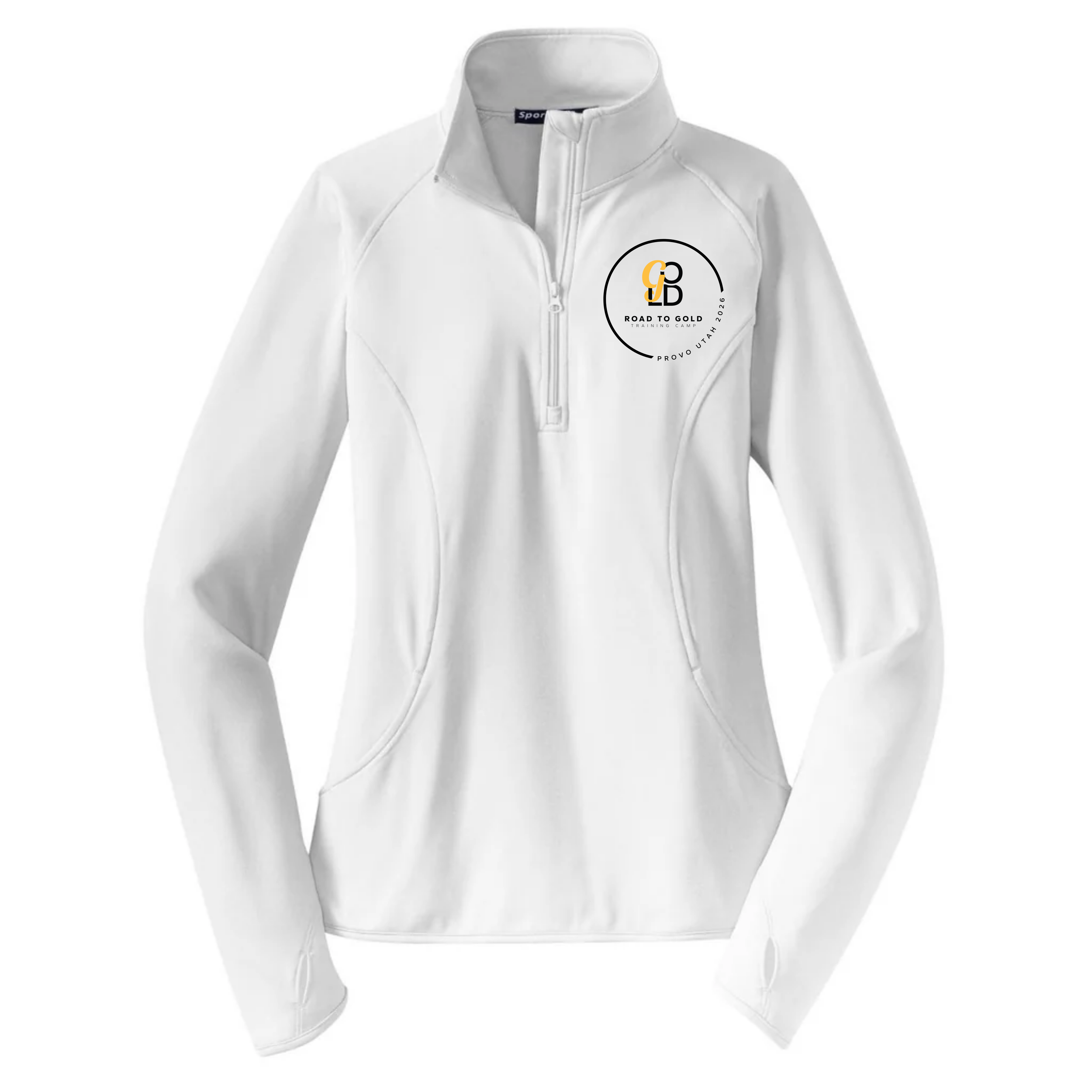R2G Provo Ladies Qtr Zip Jacket White Front.png