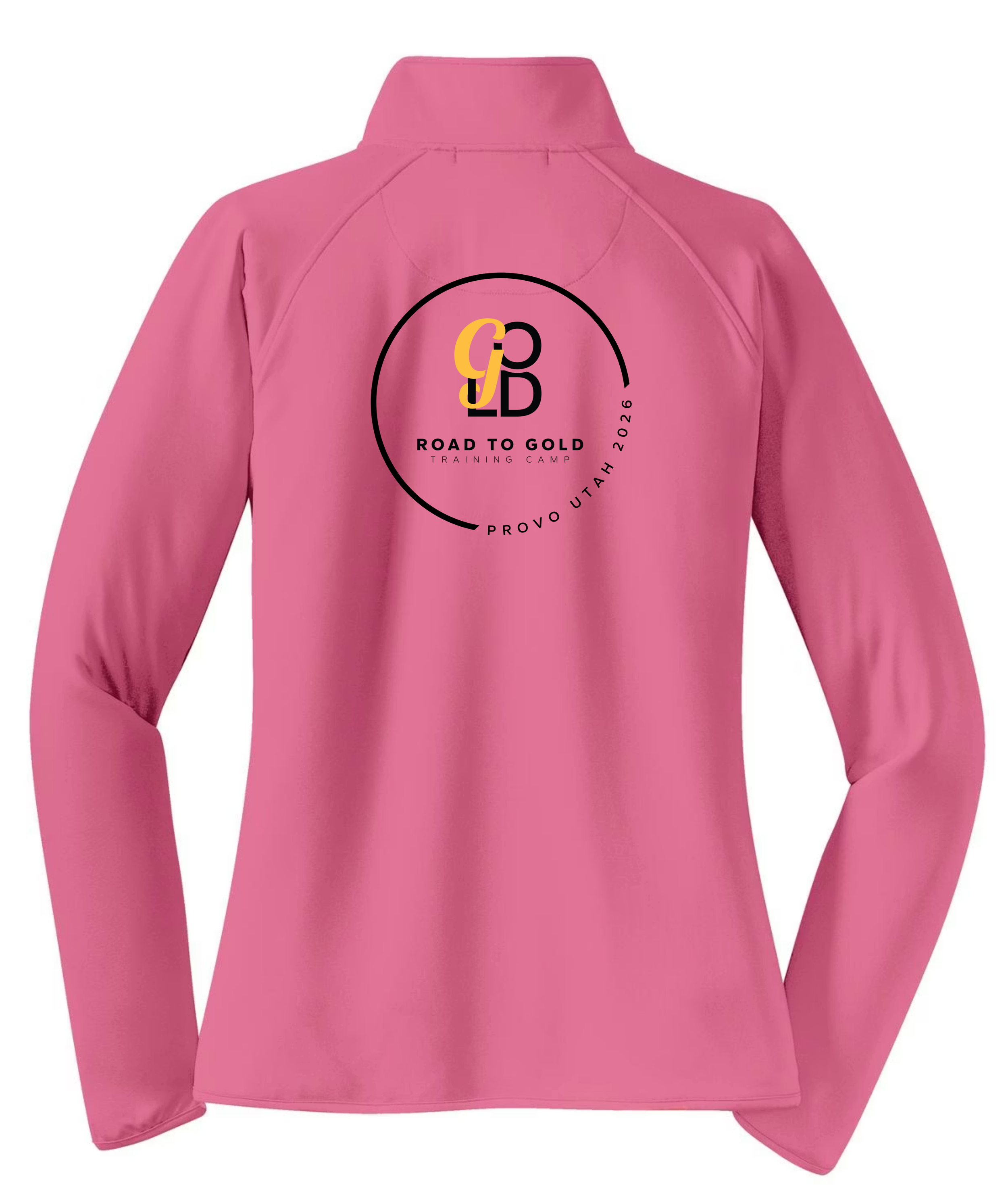 R2G Provo Ladies Qtr Zip Jacket Pink Back.png