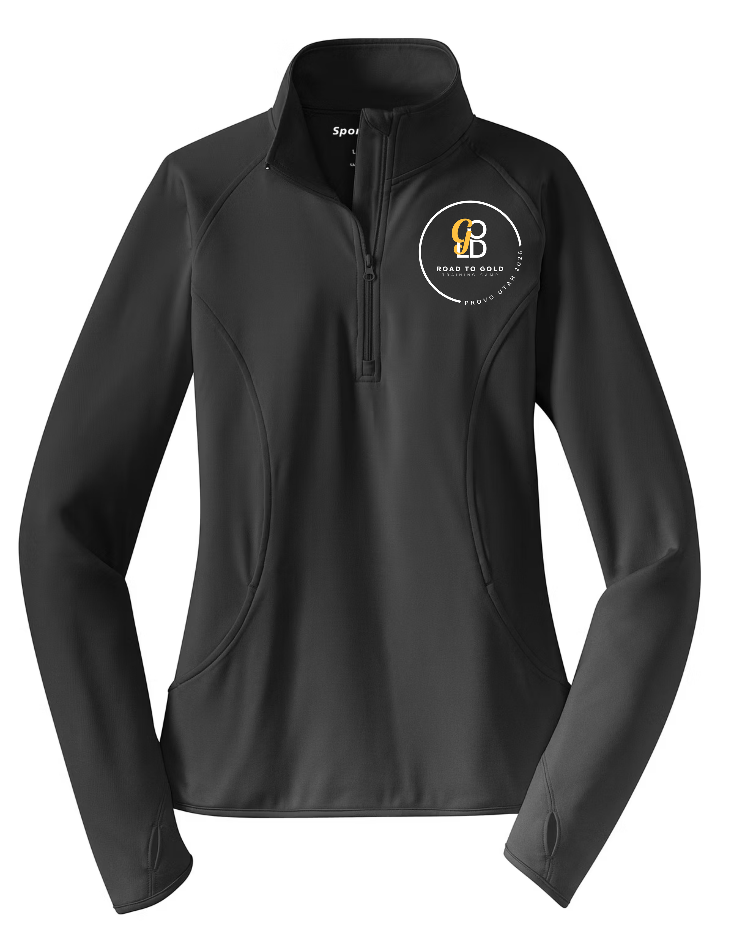 R2G Provo Ladies Qtr Zip Jacket Charcoal Front.png