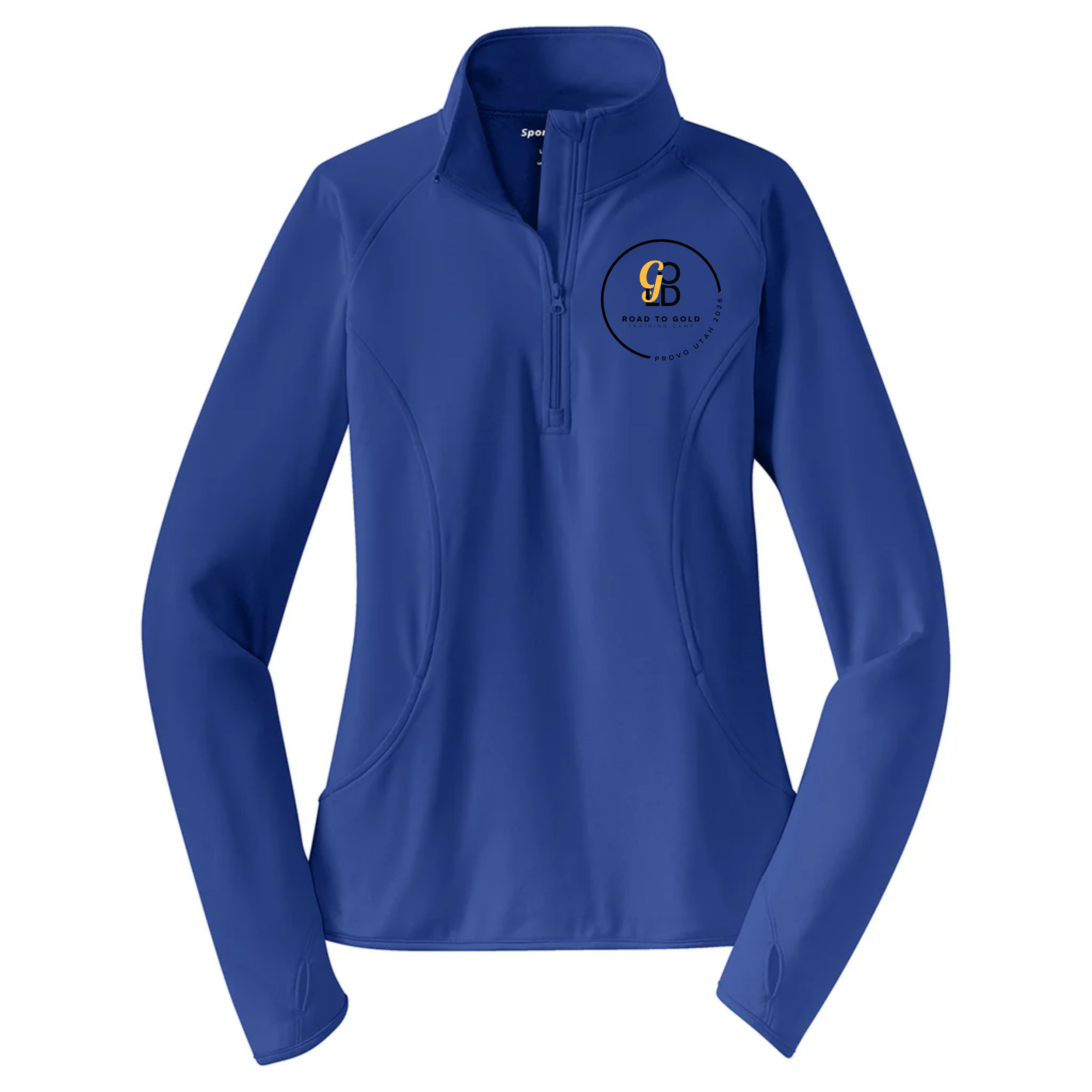 R2G Provo Ladies Qtr Zip Jacket Blue Front.png