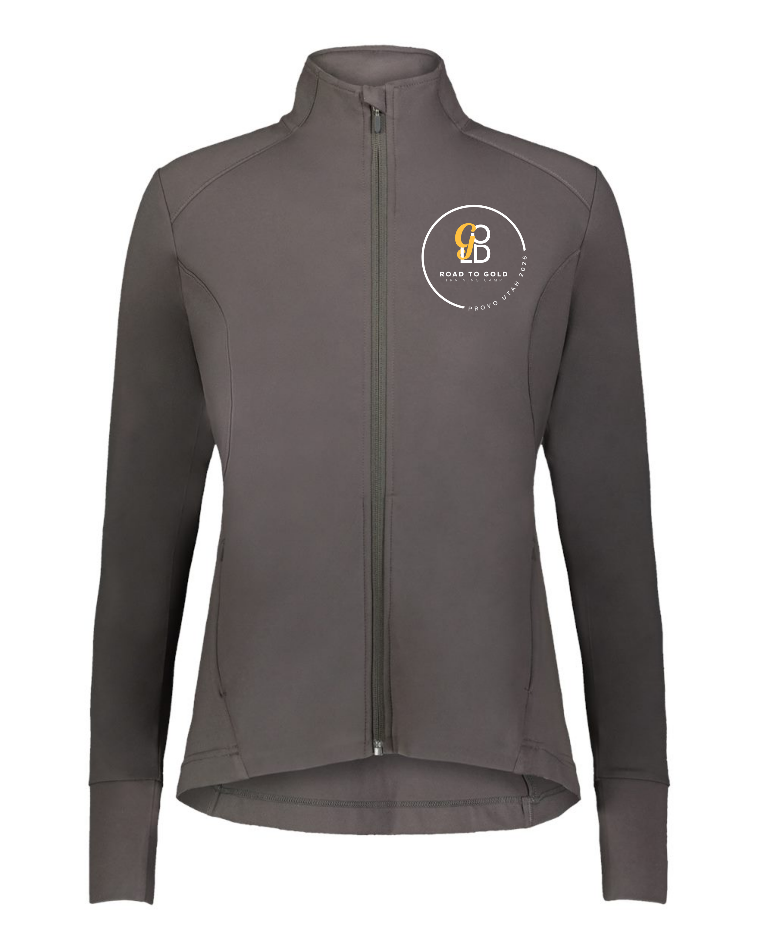 R2G Provo Ladies_Girls Full Zip Jacket Charcoal Front.png (Copy)