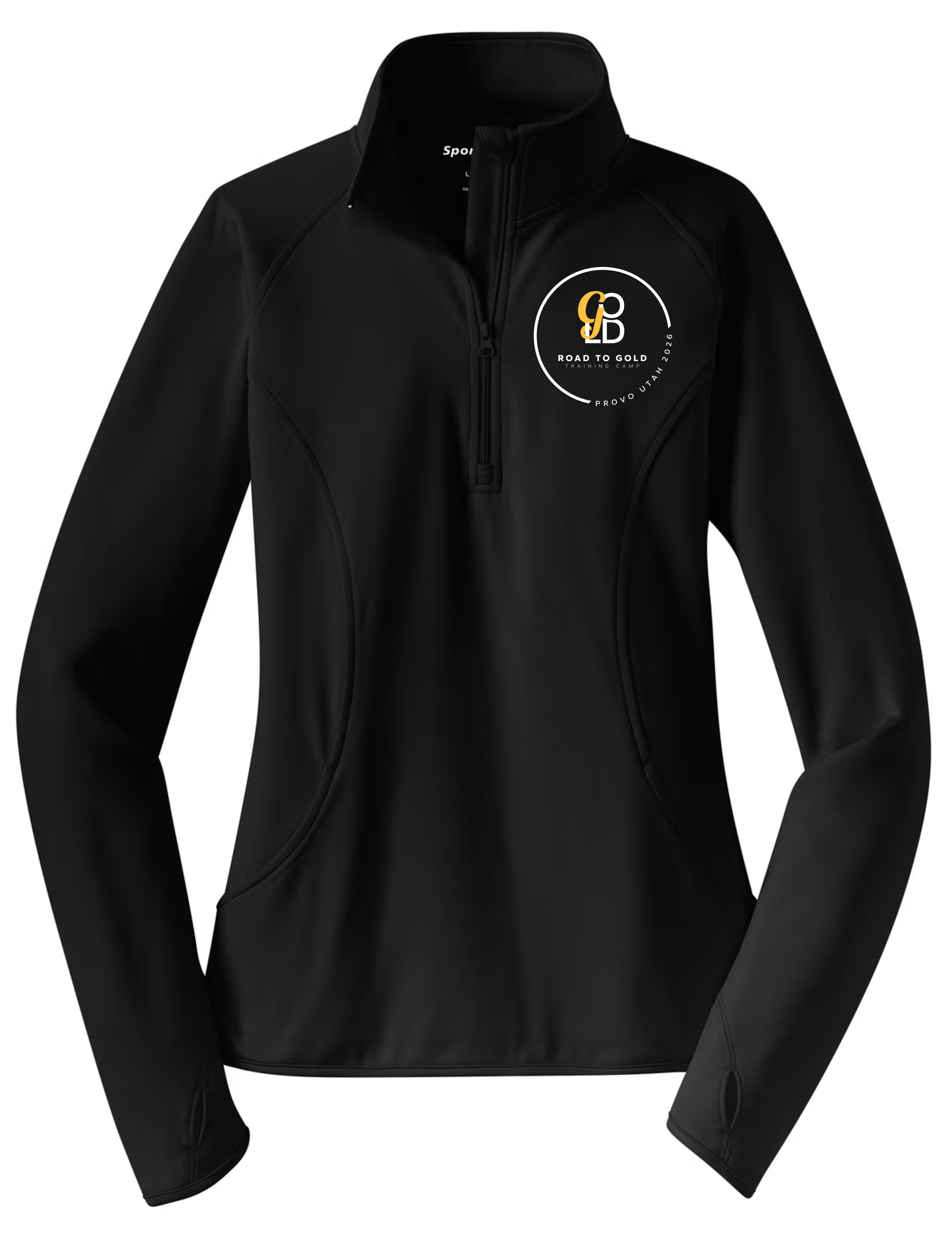 R2G Provo Ladies Qtr Zip Jacket Black Front.png