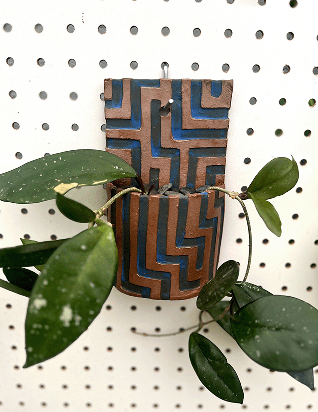 Blue Lazer Wall Planter, 2024, Ceramic