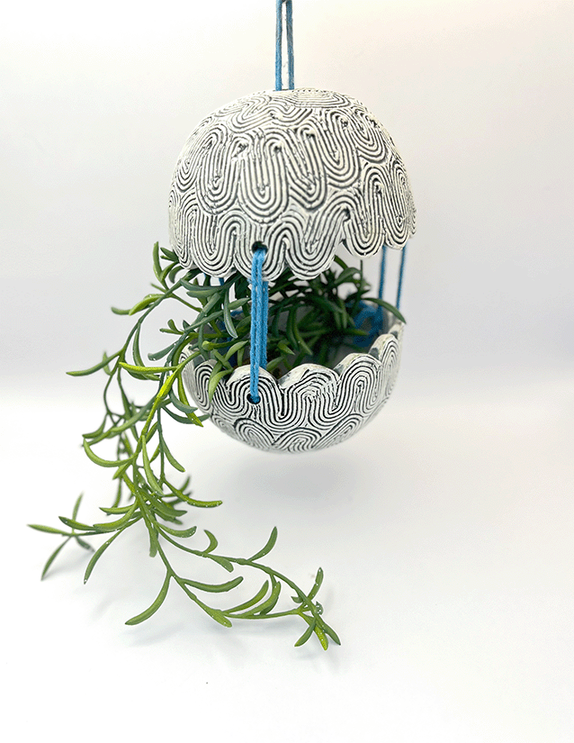 Cloud Hanging Pot, 2025, Ceramic and Thread