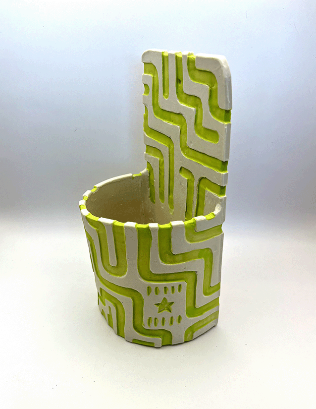 Green Lazer Wall Planter, 2025, Ceramic