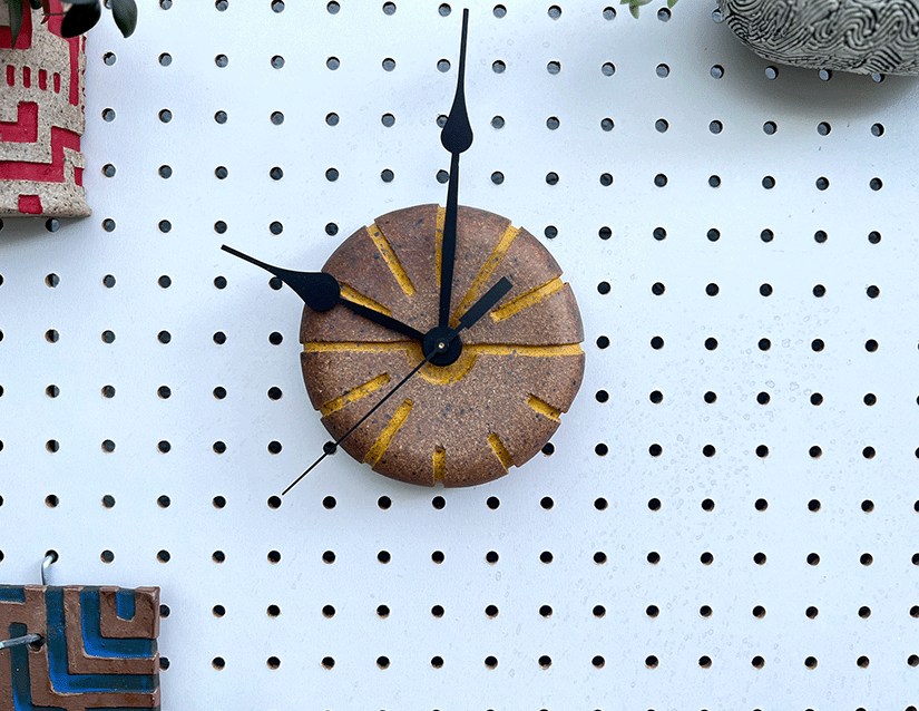 Yellow Lazer Clock, 2025, Ceramic and Seiko Movement