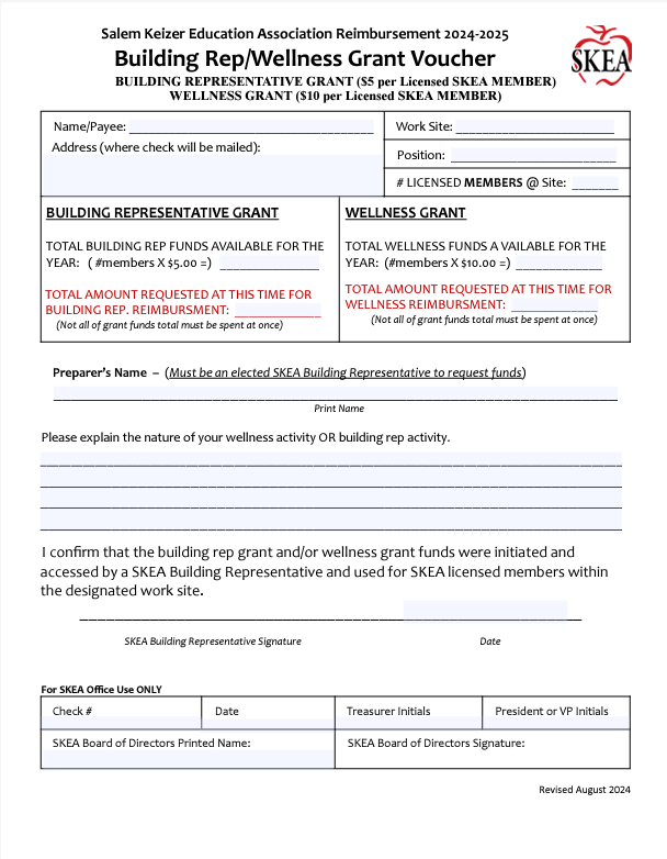 Building/Wellness Grant Voucher