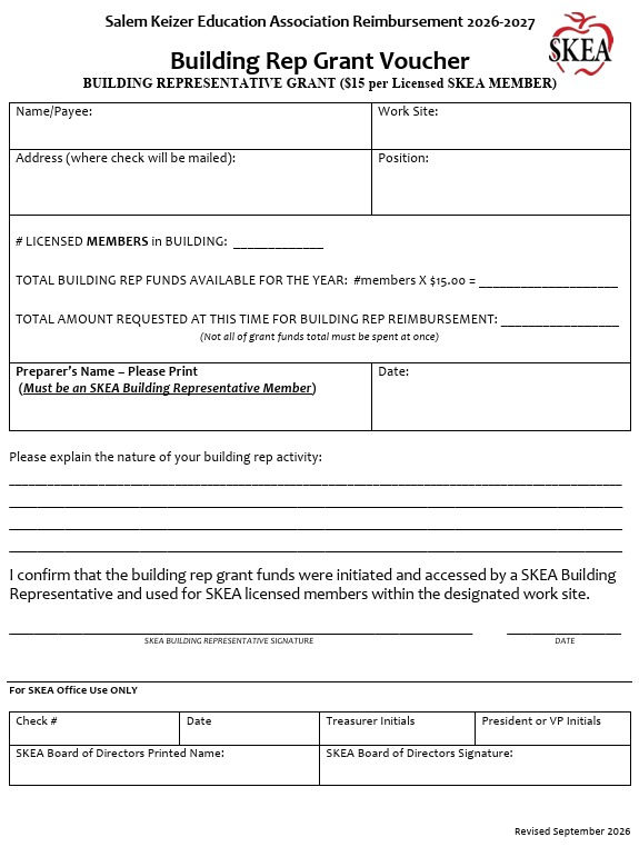 Building Rep Grant Voucher