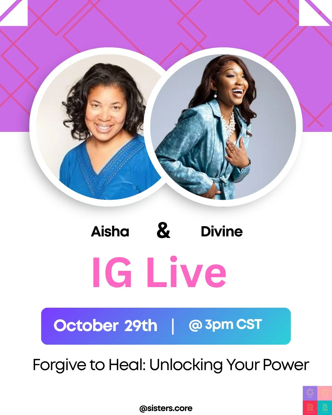 ✨ Forgive to Heal: Unlocking Your Power ✨

We&rsquo;re going LIVE with the incredible Divine&mdash;a Congolese-British entrepreneur, healer, and founder of The Restored, a community for healing after traumatic relationships. 

Divine also leads The S