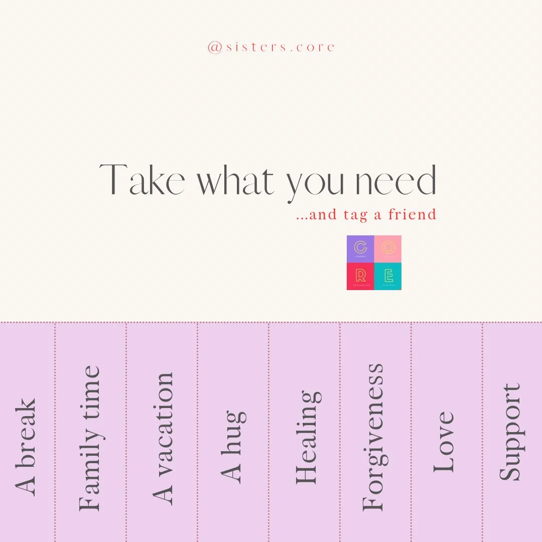 We&rsquo;re honoring growth and resilience &mdash; the strength it takes to keep moving, healing, and growing.

Take what you need today &mdash; and tag a sister who might need it too. 💛

🌸 a break
💕 family time
🌞 a vacation
🤗 a hug
🌿 healing
?