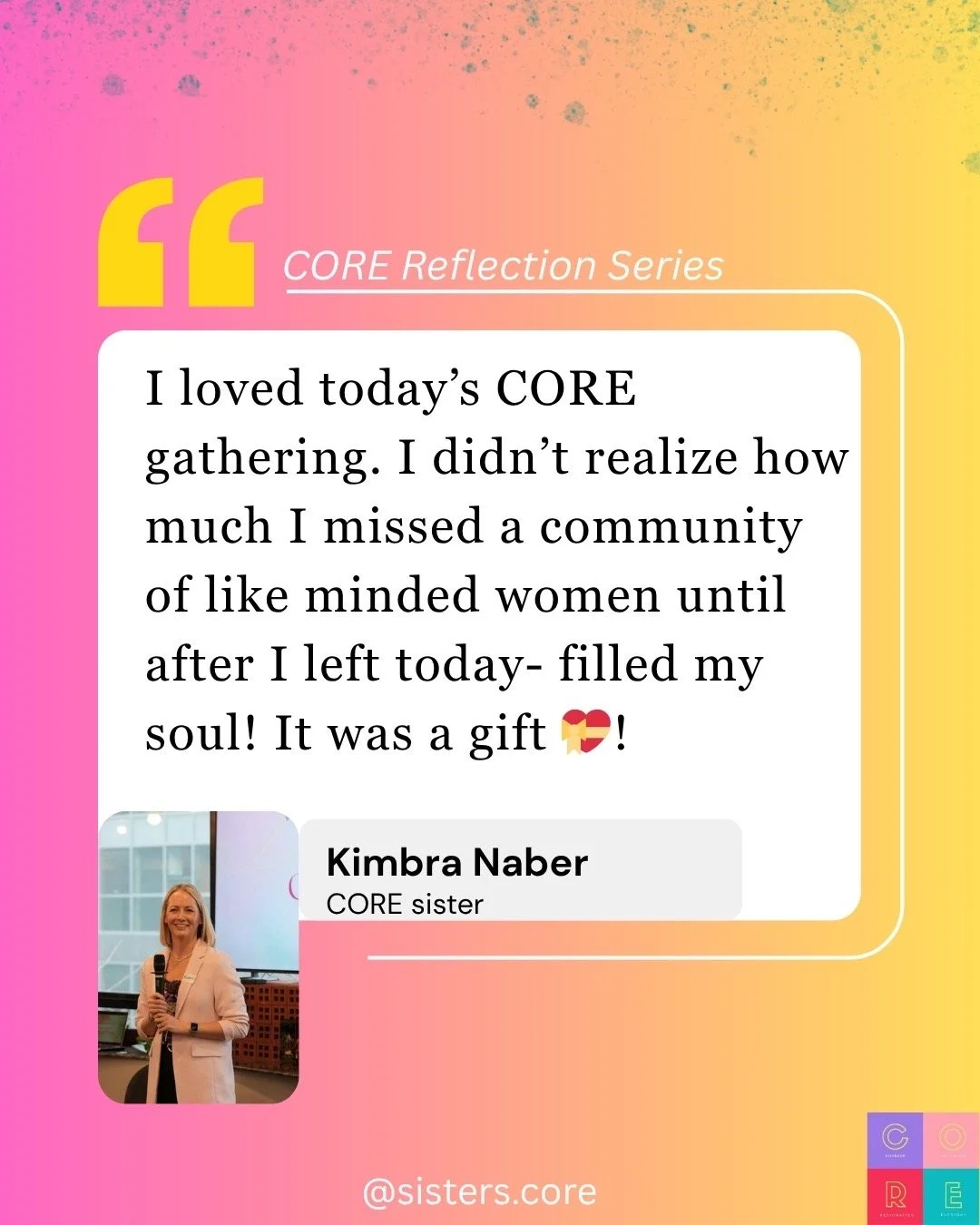 At our Purpose in Action gathering this past weekend, something beautiful happened ✨

Moments like these remind us why CORE exists&hellip; not just for connection, but for belonging. For spaces where women feel seen, supported, and deeply understood.