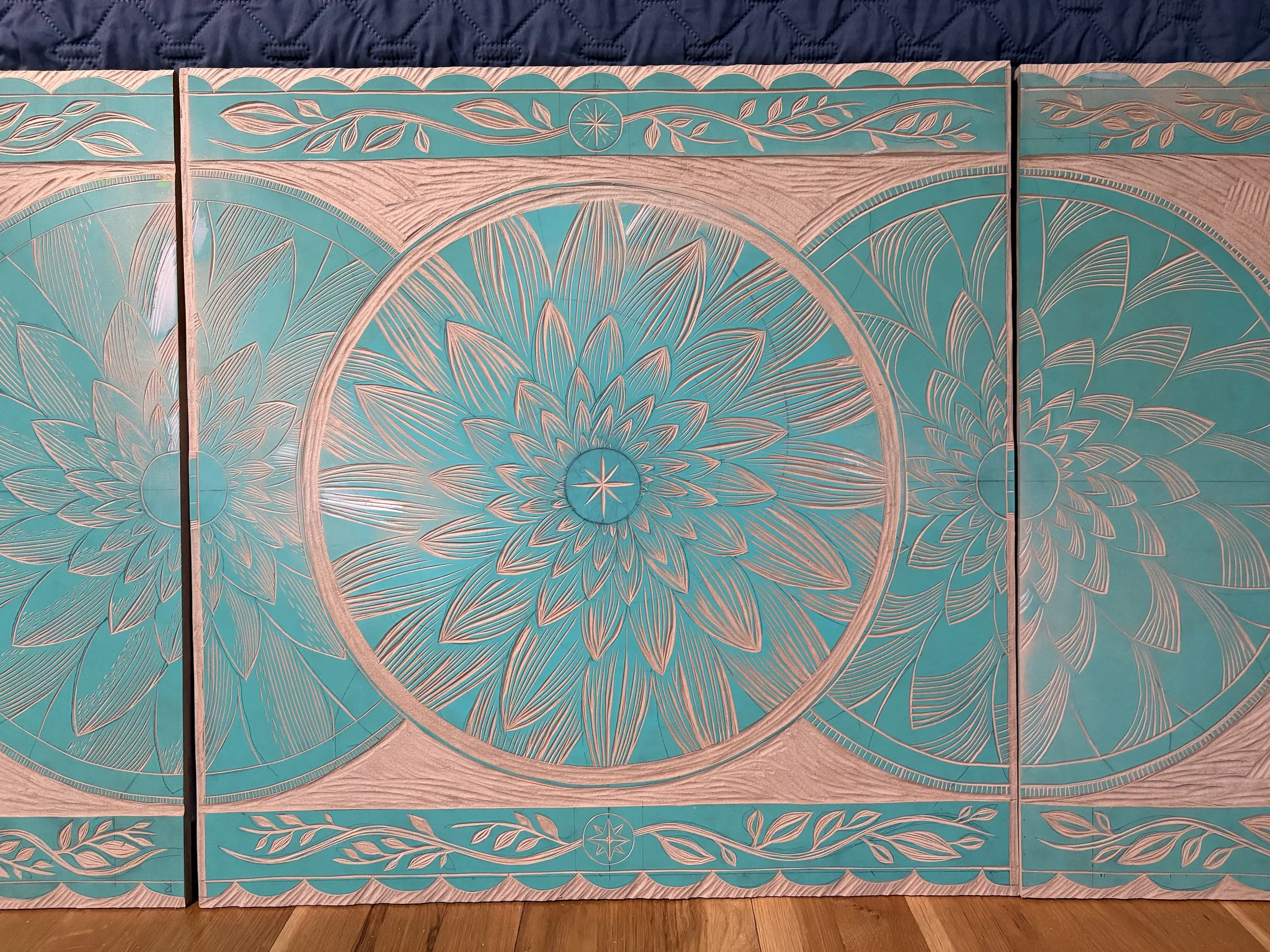 Ink block in progress, hand carved into MDF
