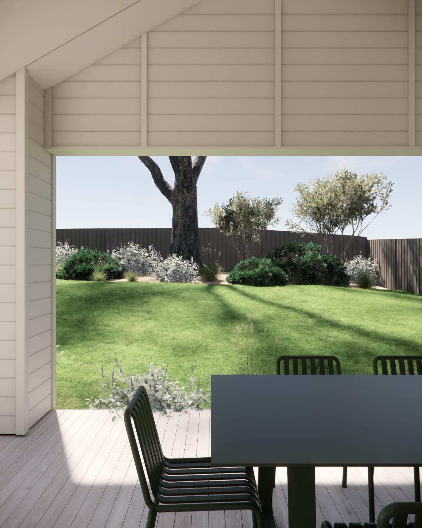 Mount Eliza house, a new split-level four-bedroom family home with Hoad Building Co.
The covered terrace is accessed from the main living space and overlooks the rear garden and pool.
.
.
.
.
Build: @hoadbuildingco 
Building Design: @f3_studio_ 
Inte