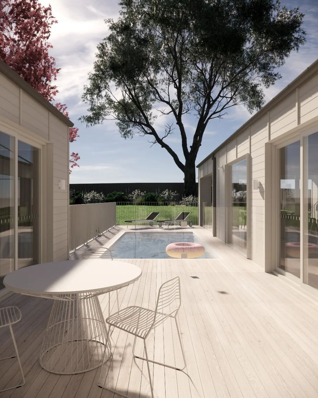 Mount Eliza house, a new split-level four-bedroom family home with Hoad Building Co.
The &lsquo;H&rsquo; shaped plan perfectly positions a @plungie.australia  pool between the two wings, overlooked by the main living space, covered terrace and multi-