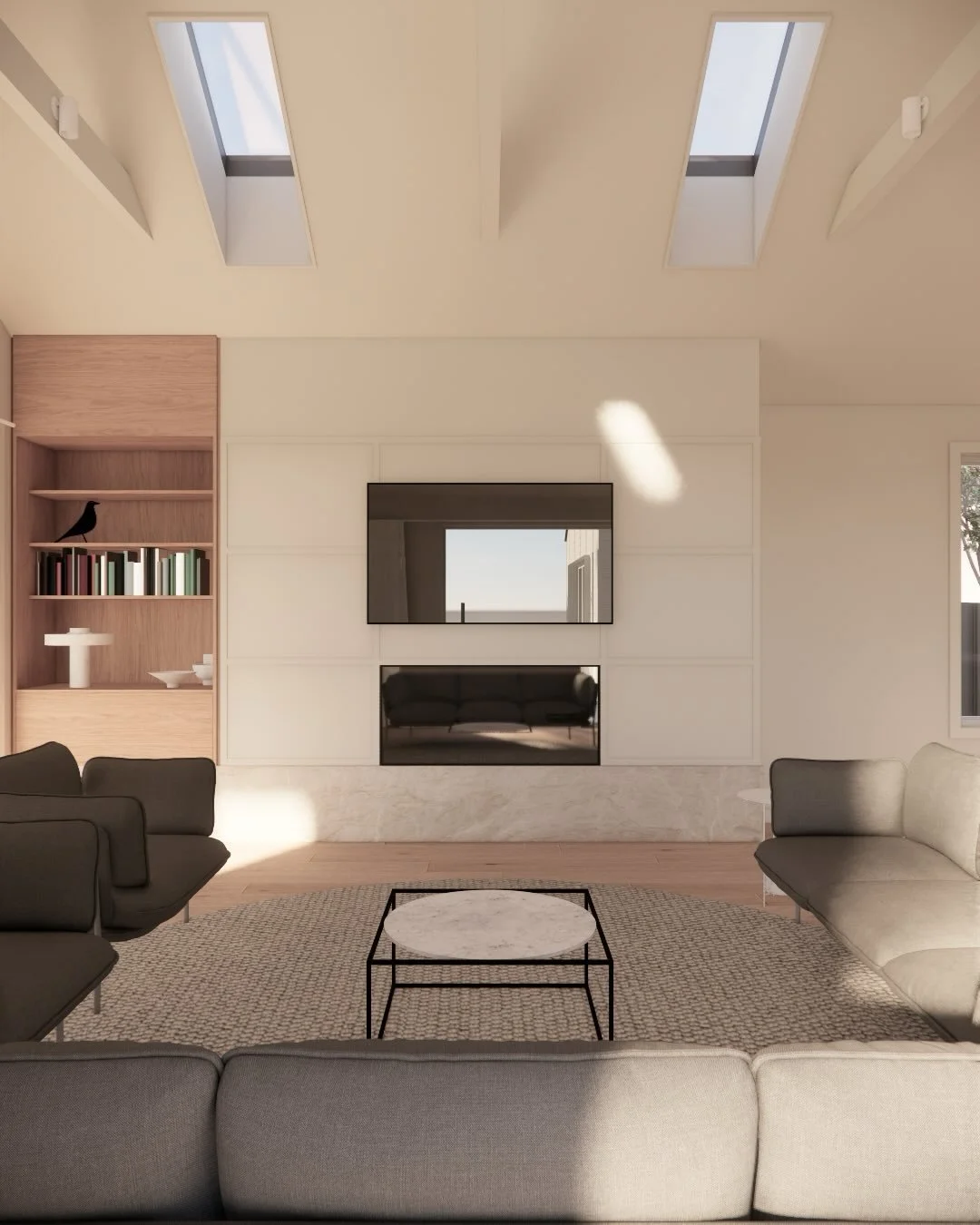 Mount Eliza house, a new split-level four-bedroom family home with Hoad Building Co.
The interiors have been designed as a neutral backdrop to the client&rsquo;s furnishings, warm white throughout creating a calming atmosphere. Two living spaces offe