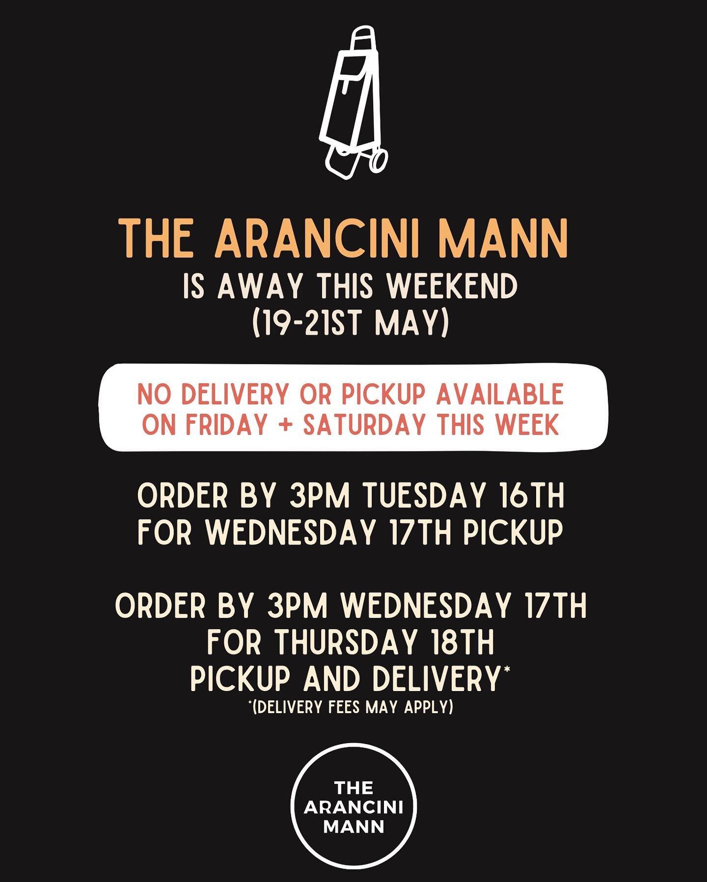Just a reminder we will be away this weekend from the 19th-21st May, we will be back on the 22nd May! We are still taking orders this week, but just for Wednesday pick up, and Thursday pick up & delivery 😄
We hope everyone has a fantastic week
