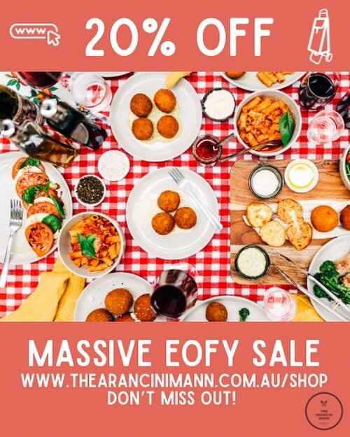 You asked… we delivered!
EOFY SALE 20% OFF SITE WIDE 😍
We will be running our sale until 1st July, excludes cannoli, all orders can be processed through our website.
Get ordering 💃🏻
www.thearancinimann@outlook.com