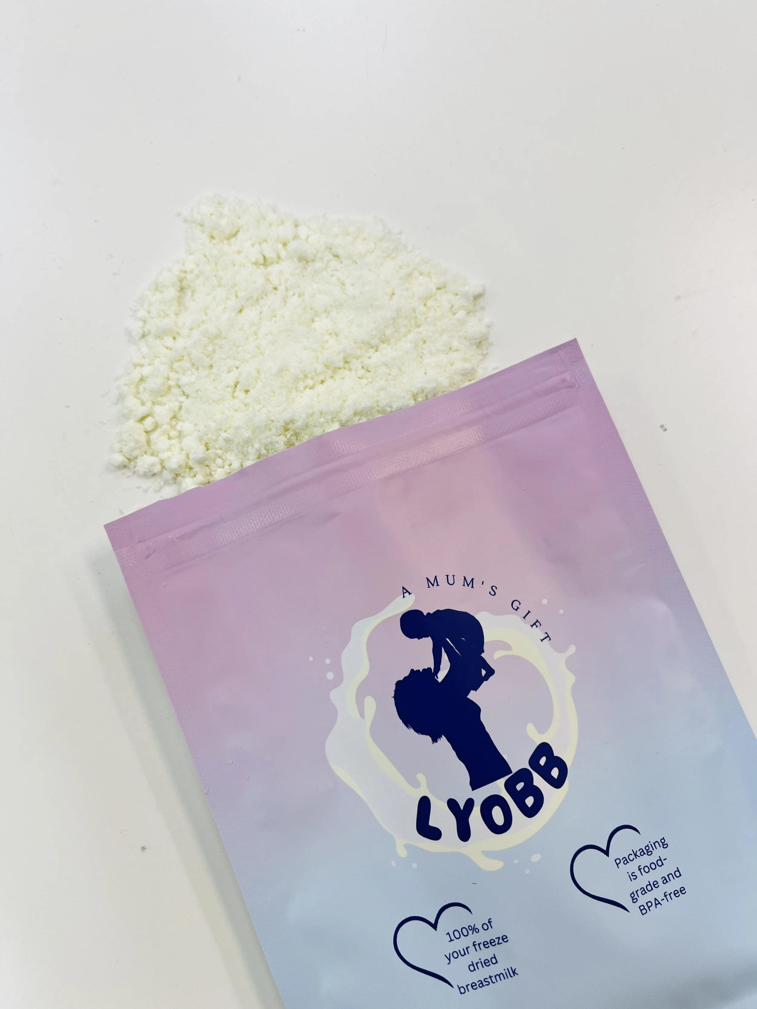 LyoBB freeze-dried breastmilk powder for long-term storage in Singapore